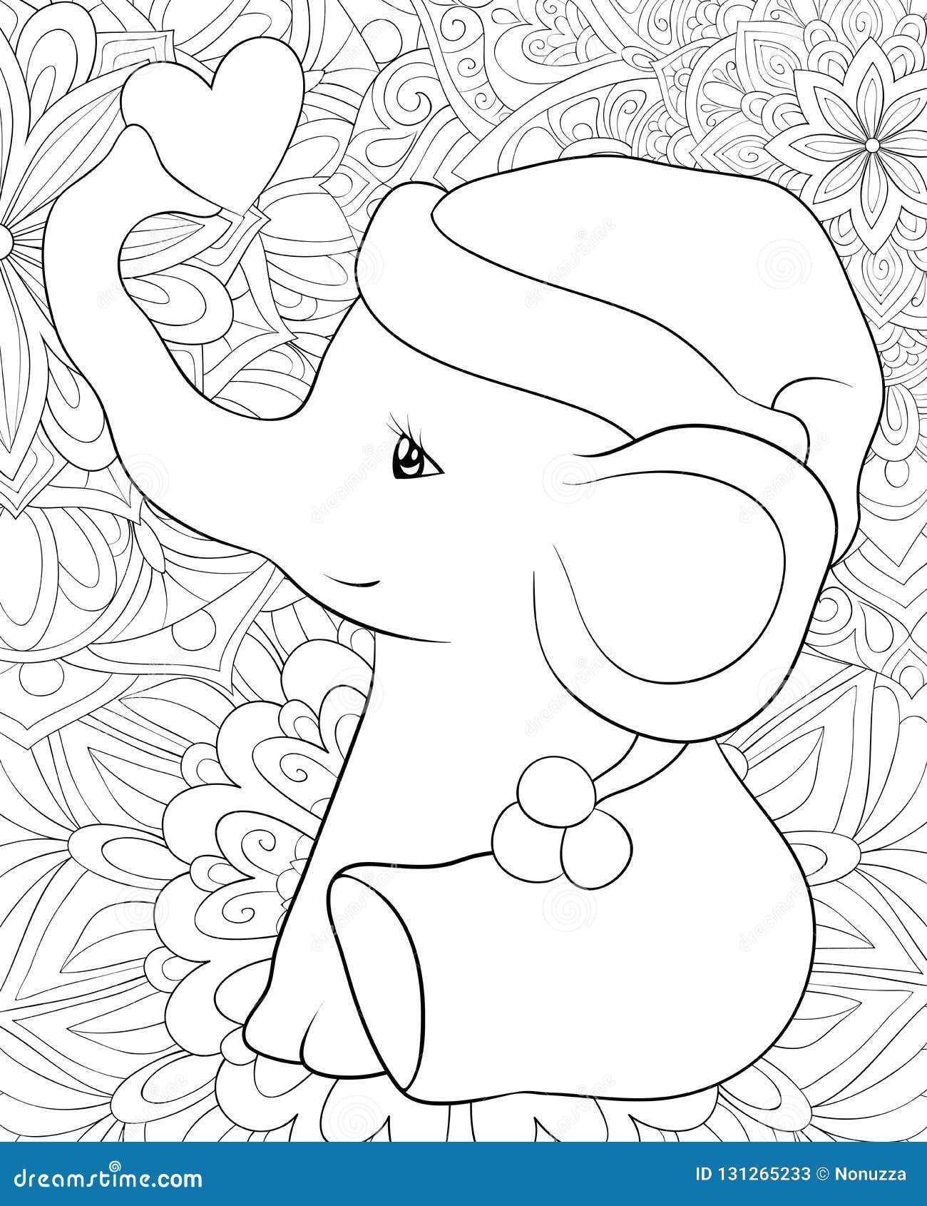 Adult Coloring Book,page a Cute Elephant Image for Relaxing Activity.Zen  Art Style Illustration for Print. Stock Vector - Illustration of flower,  outline: 131265378