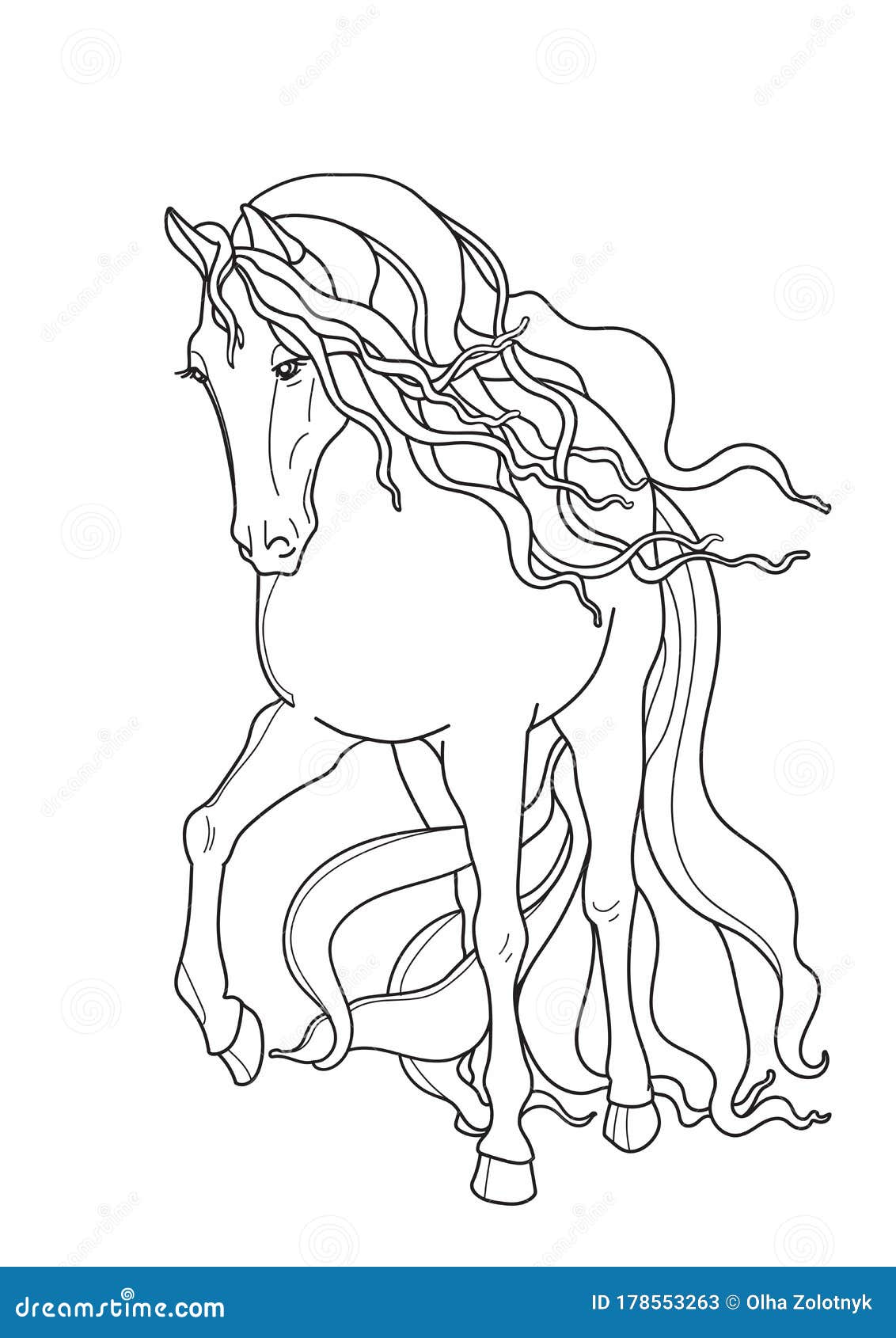 Download Adult Coloring Book,page A Cute Horse For Relaxing. Illustration Stock Vector - Illustration of ...