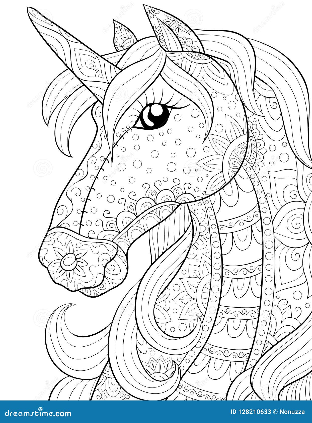 Adult Coloring Book,page a Cute Horse,unicorn Image for Relaxing ...