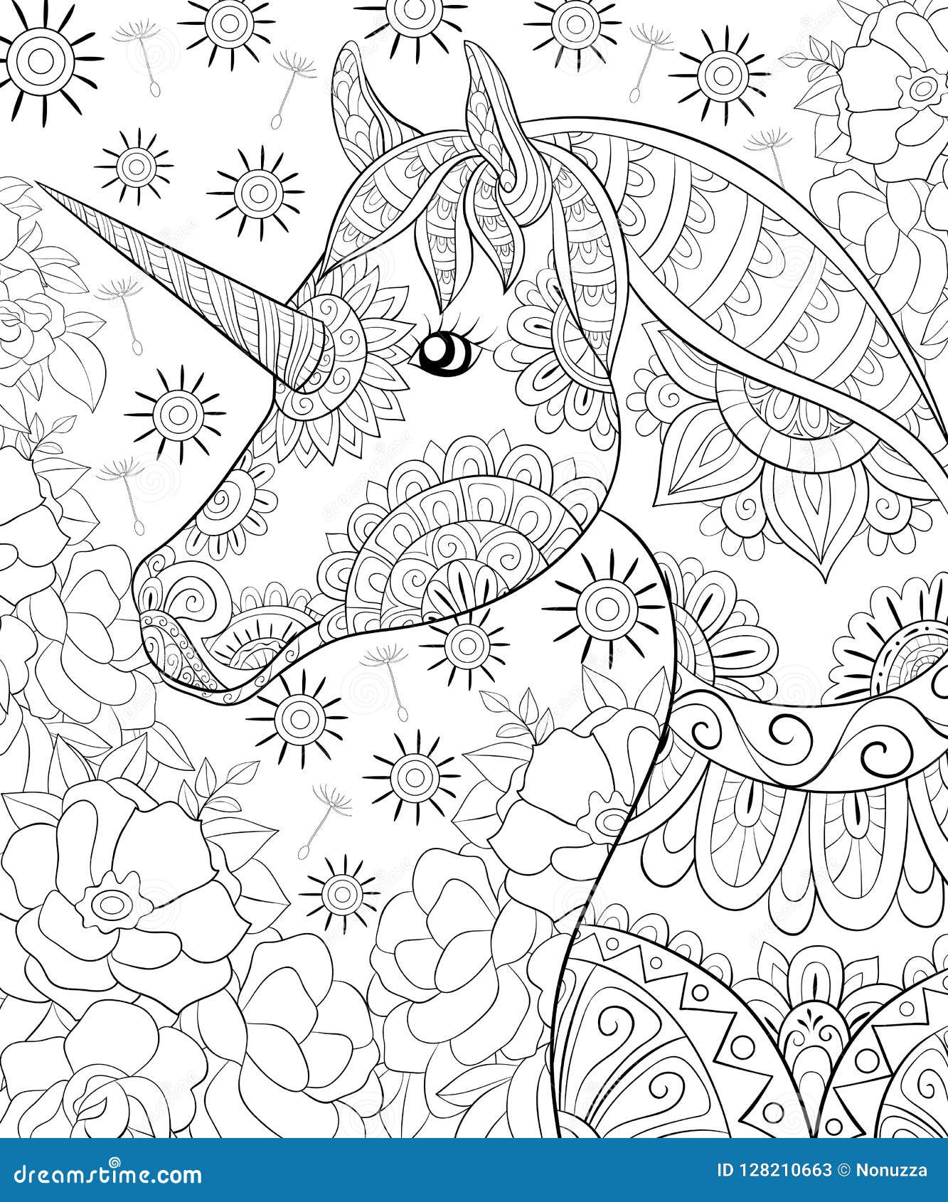 Adult Coloring Book,page A Cute Horse,unicorn Image For ...