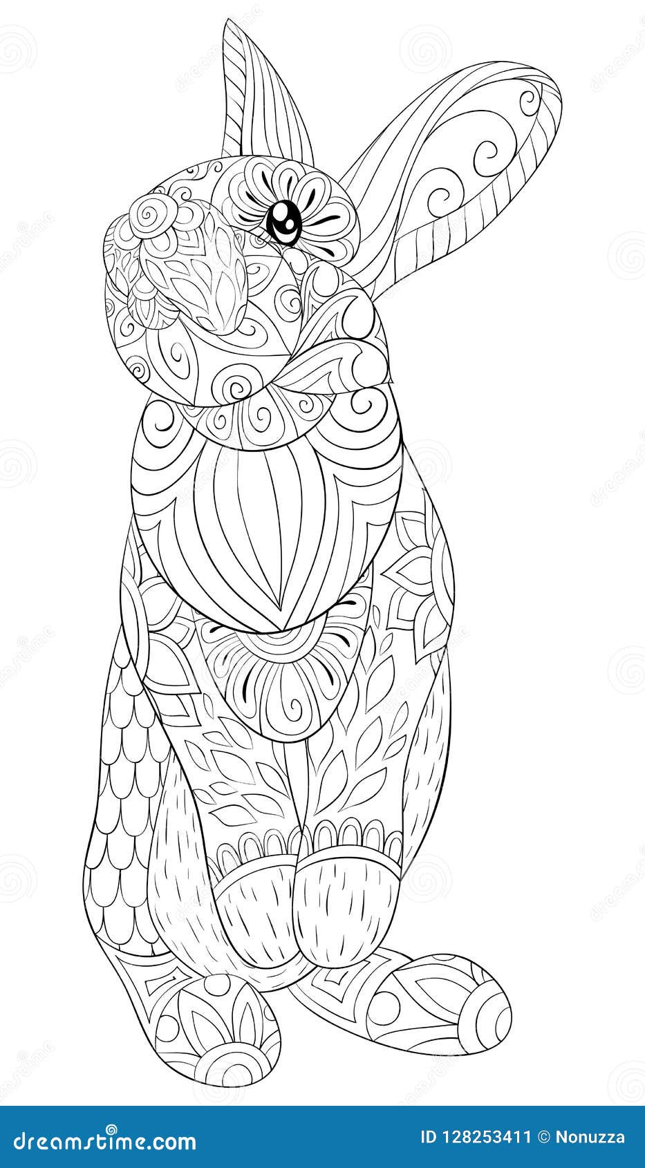 Download Adult Coloring Book,page A Cute Rabbit Image For Relaxing ...