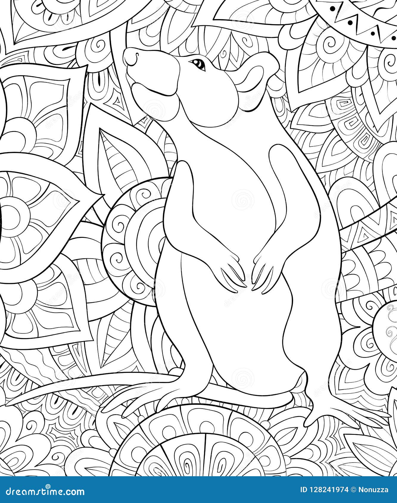Download Adult Coloring Book,page A Cute Rat Image For Relaxing. Stock Vector - Illustration of ...