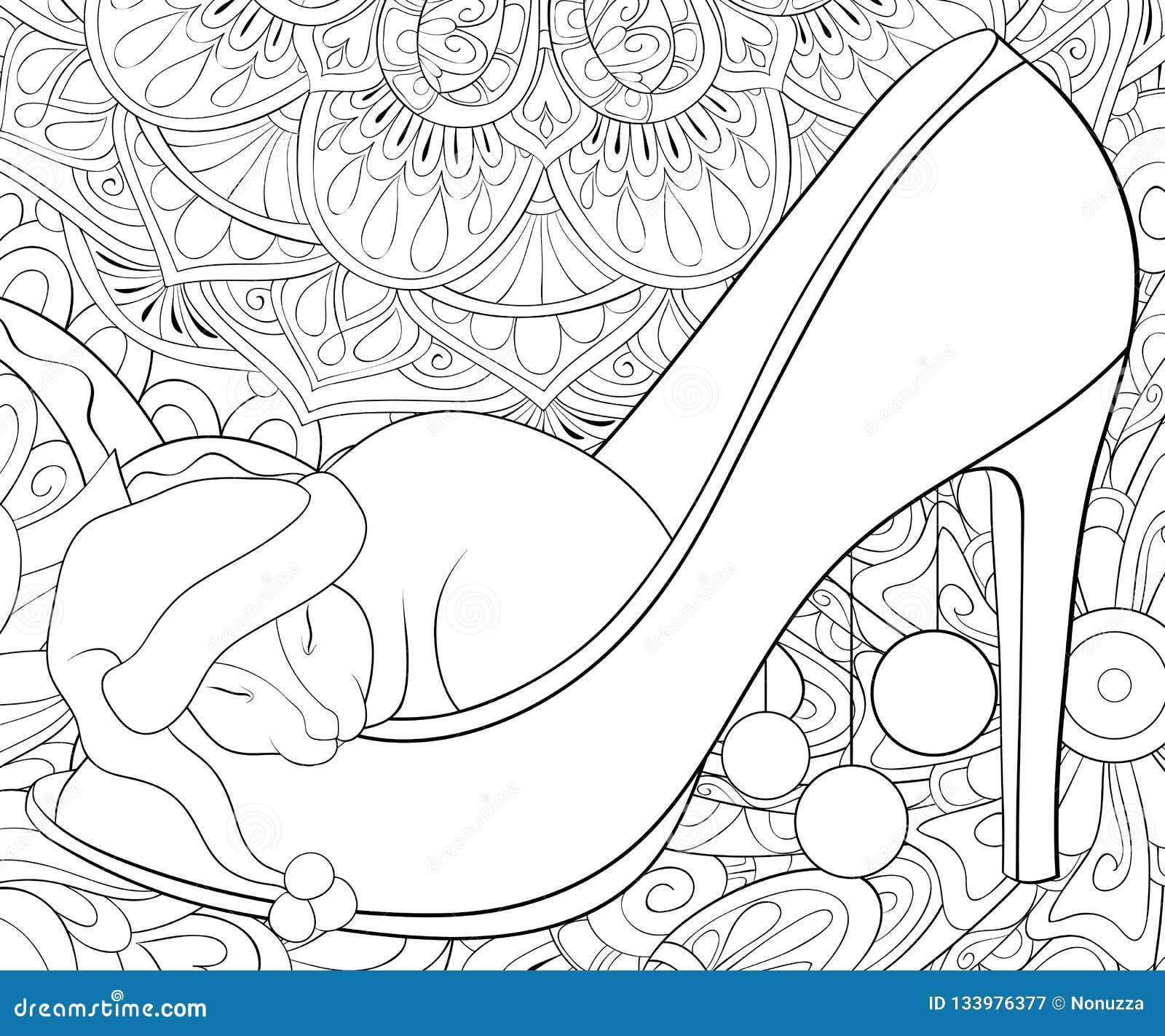 Download Adult Coloring Book,page A Cute Sleeping Rat With Christmas Cap Stock Vector - Illustration of ...