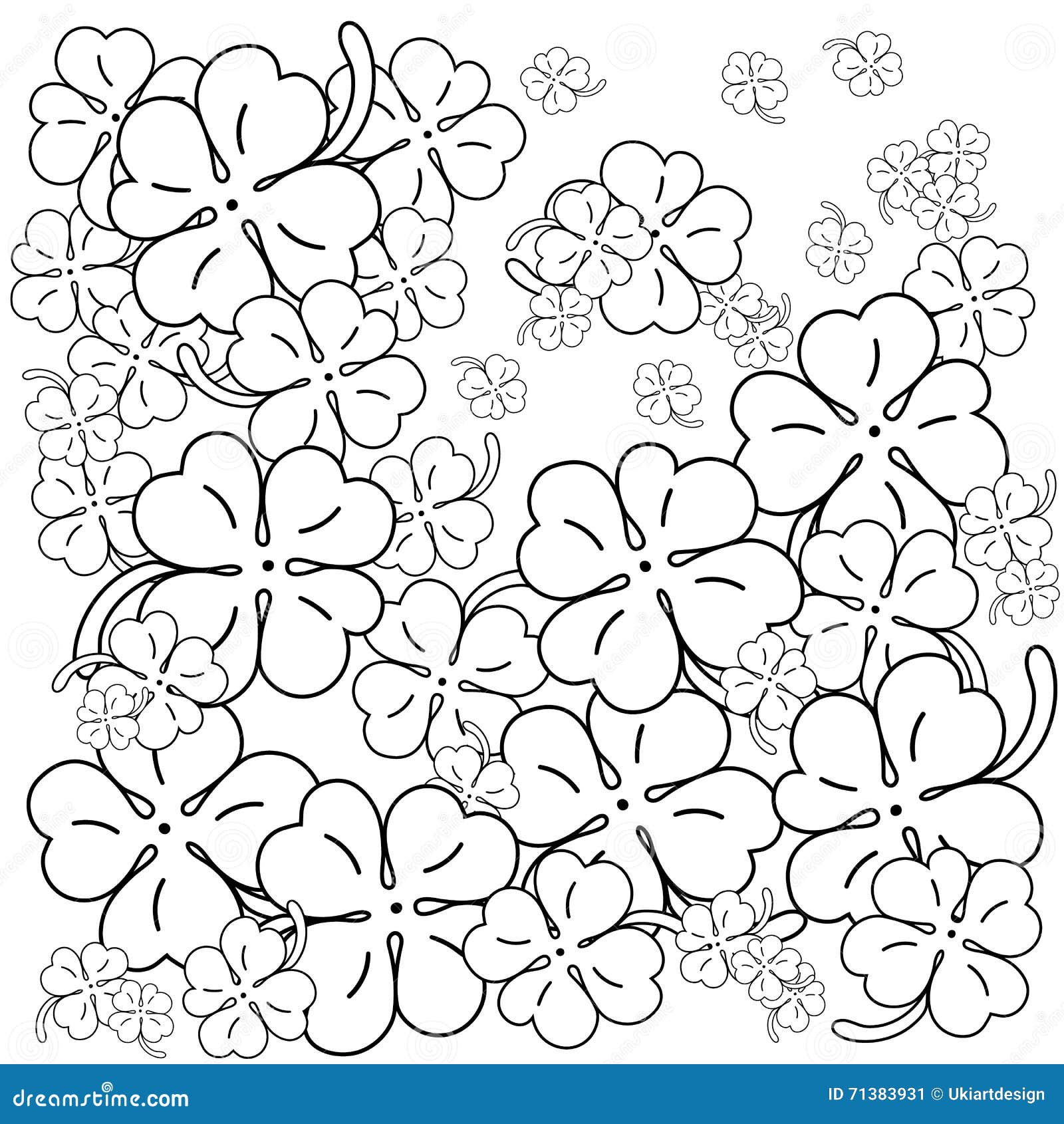 stock illustration adult coloring book page four leaf clovers hand drawn vector illustration black white line art image