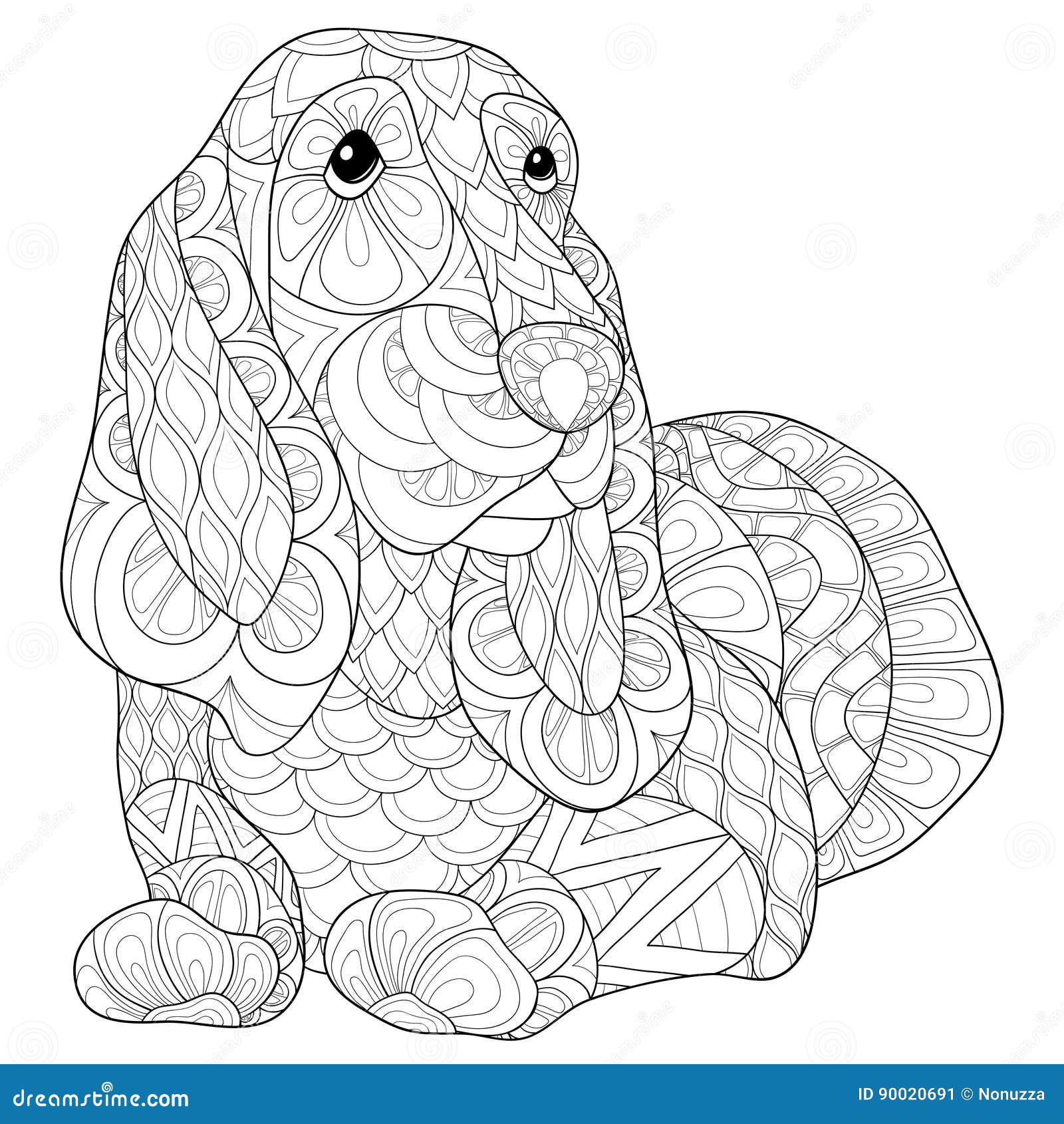 Adult Coloring Page Beagle Dog Stock Vector - Illustration of beautiful