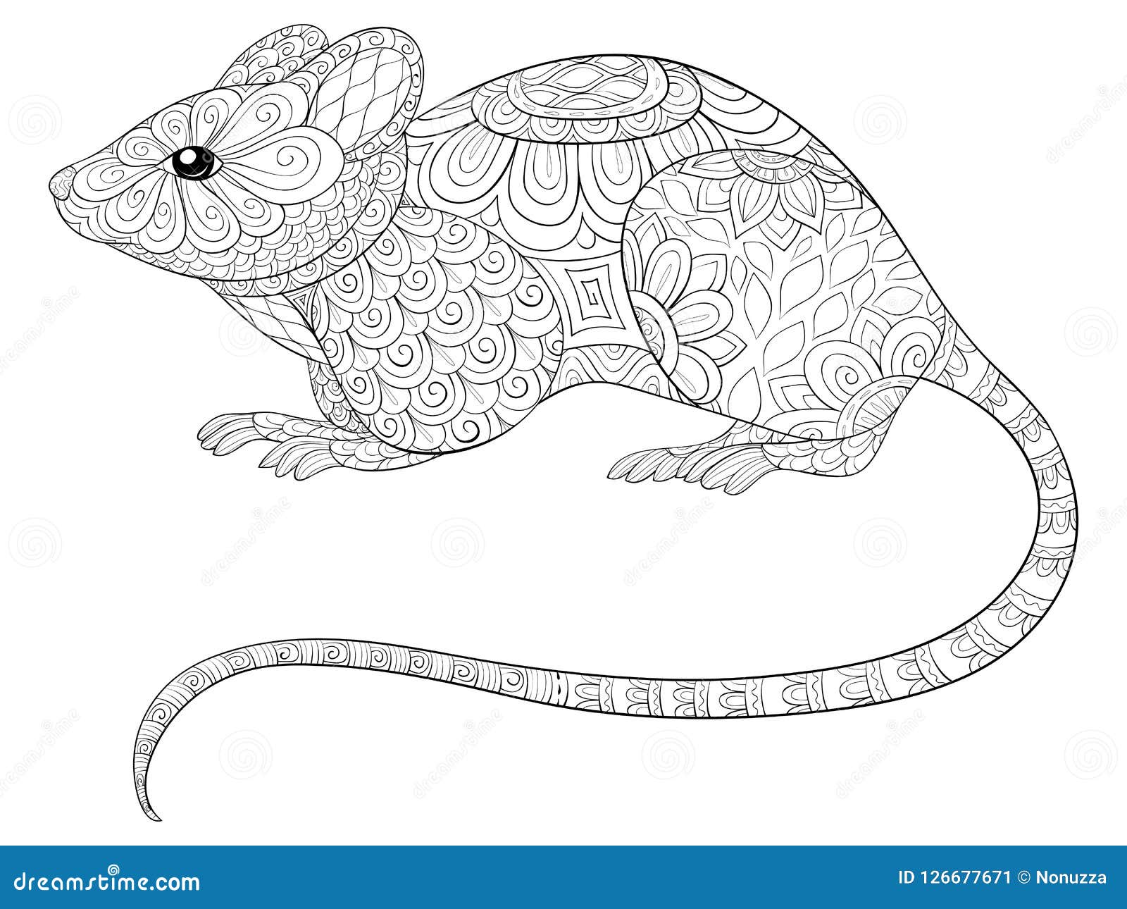 Adult Coloring Book,page a Cute Rat Image for Relaxing. Stock ...
