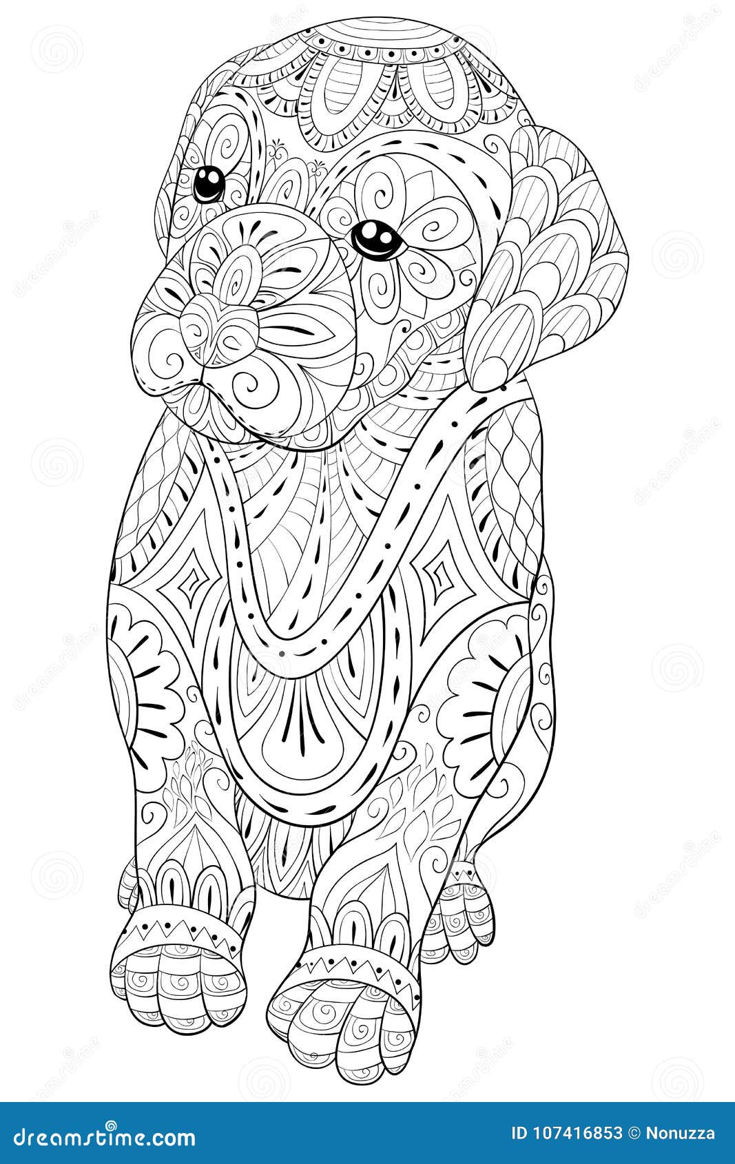 Download Adult Coloring Page A Cute Little Isolated Dog For ...