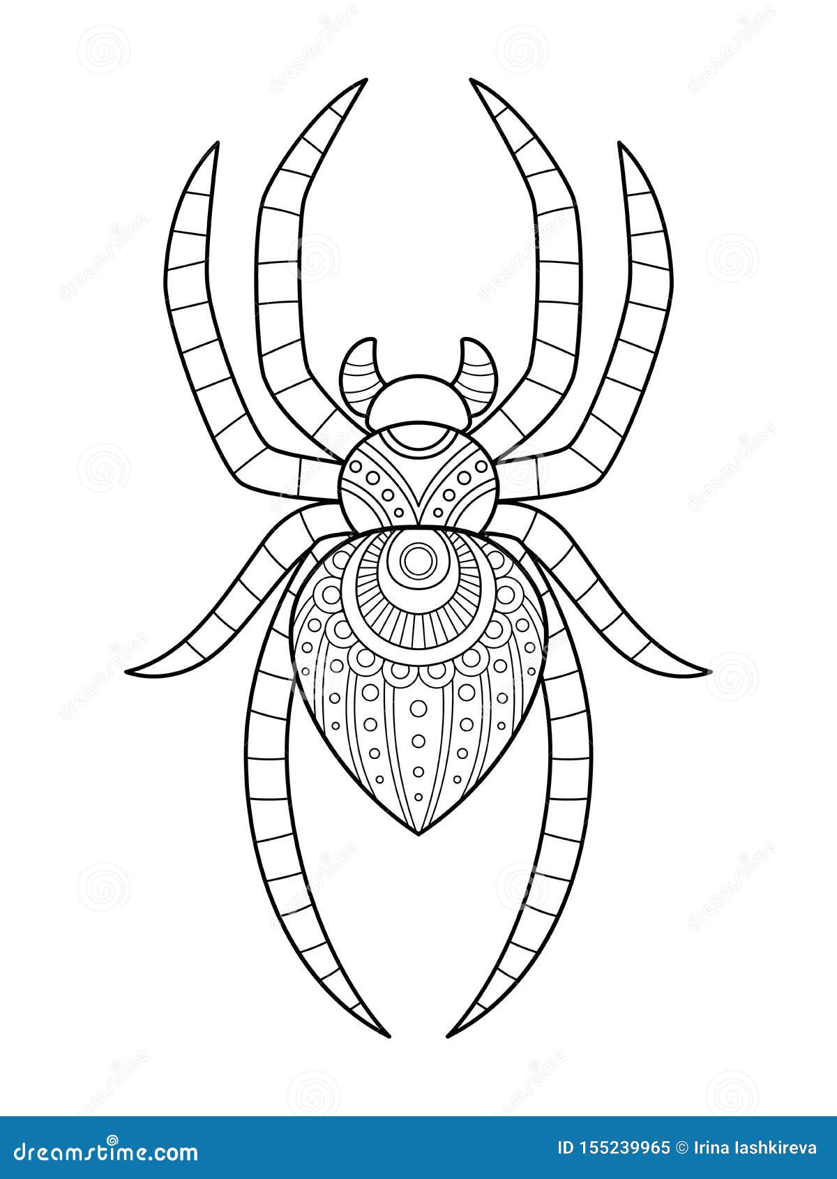 adult coloring page a cute spider for halloween stock