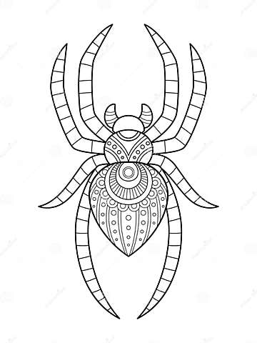 Adult Coloring Page a Cute Spider for Halloween Stock Illustration ...