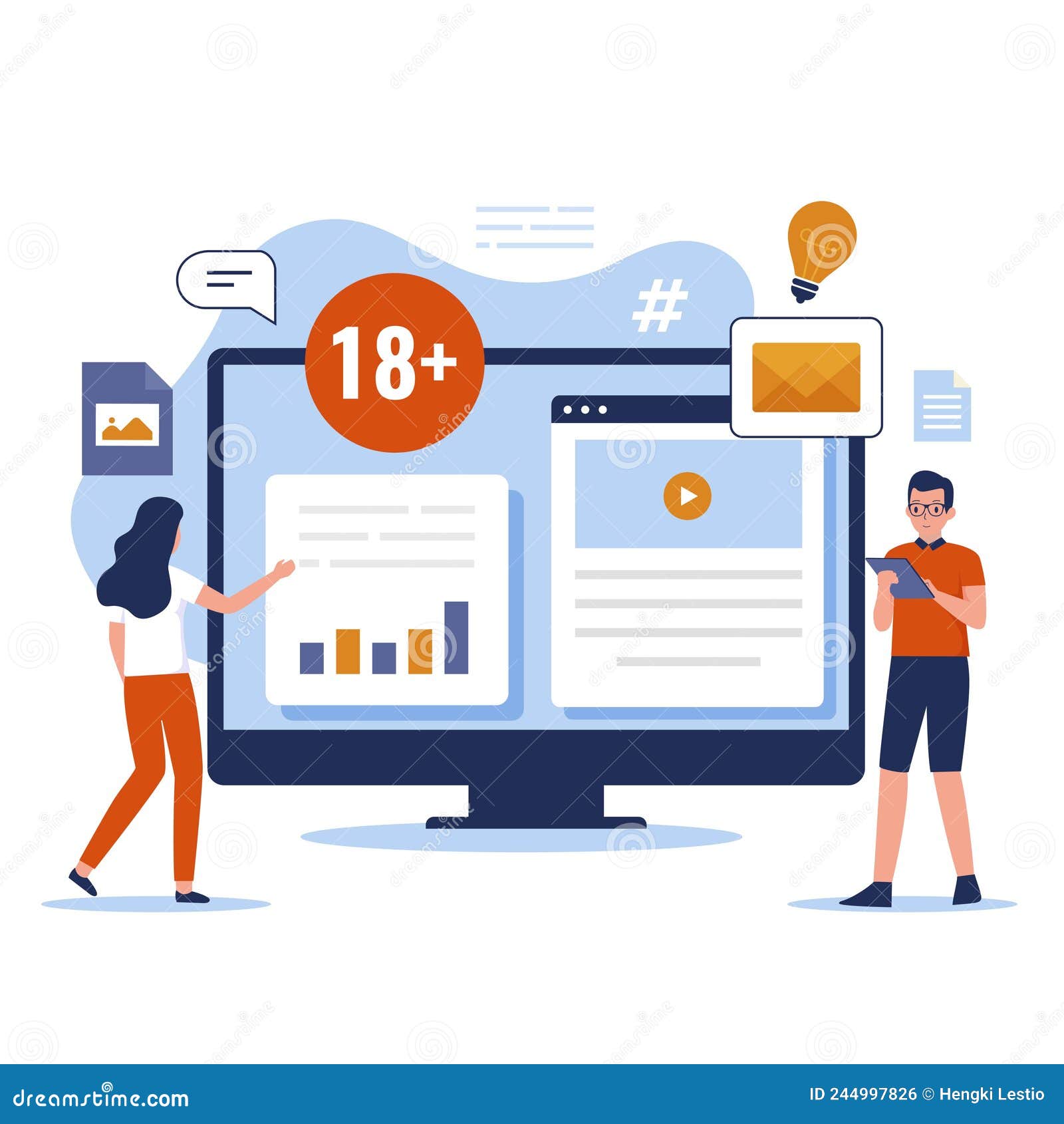 Adult Content Restriction Illustration Concept Stock Vector