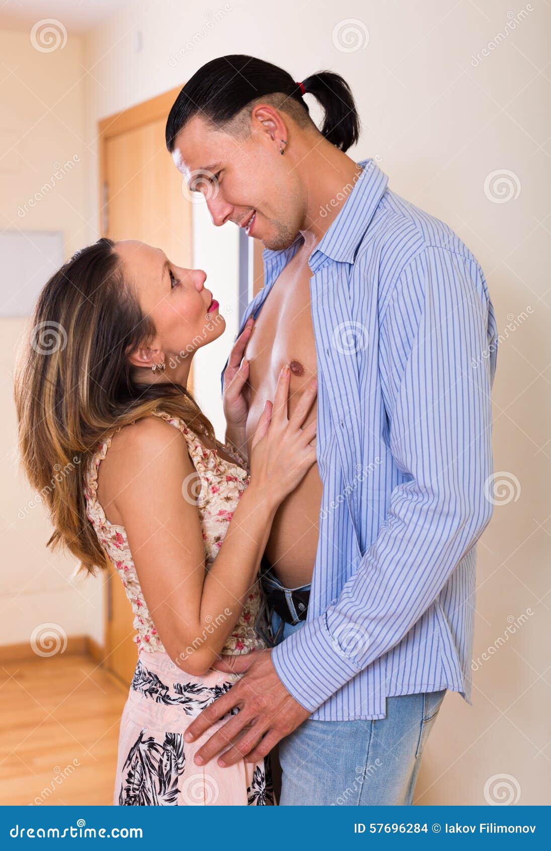 Adult Couple Having Sex at Home Stock Photo