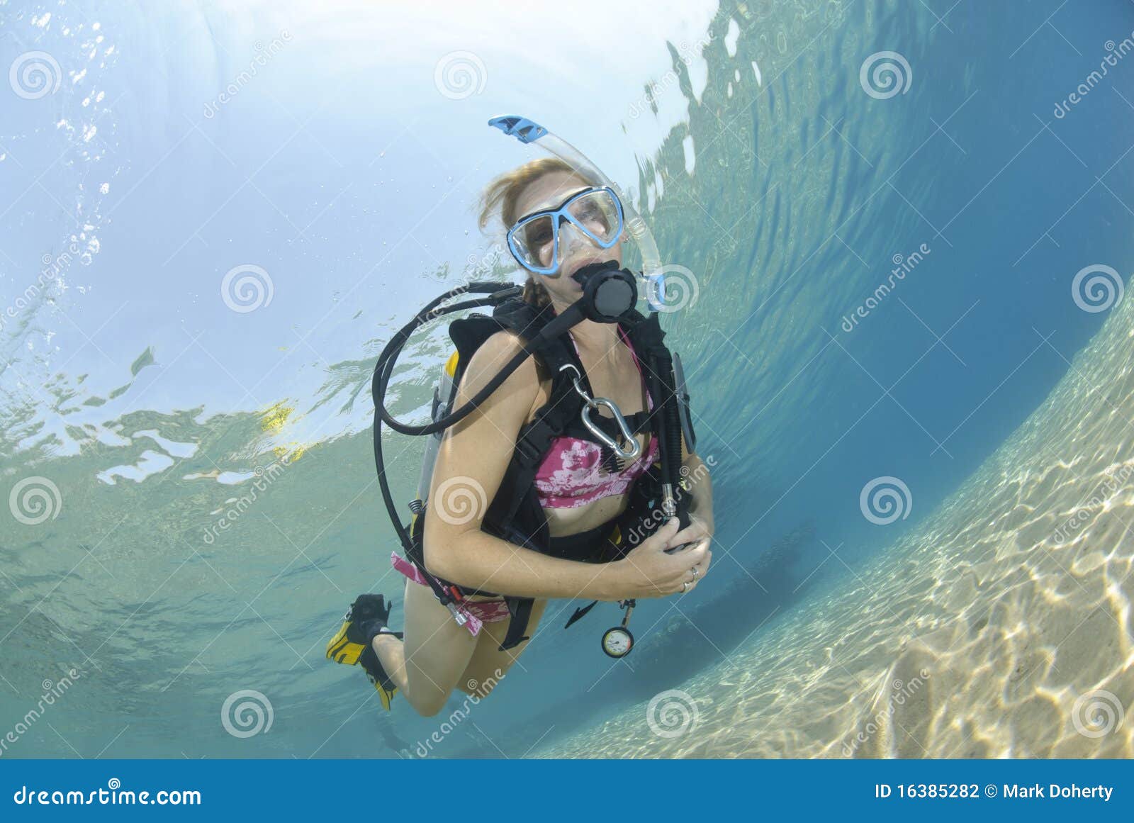 Adult Female Scuba Diver In Bikini Stock Photo - Image of gravity