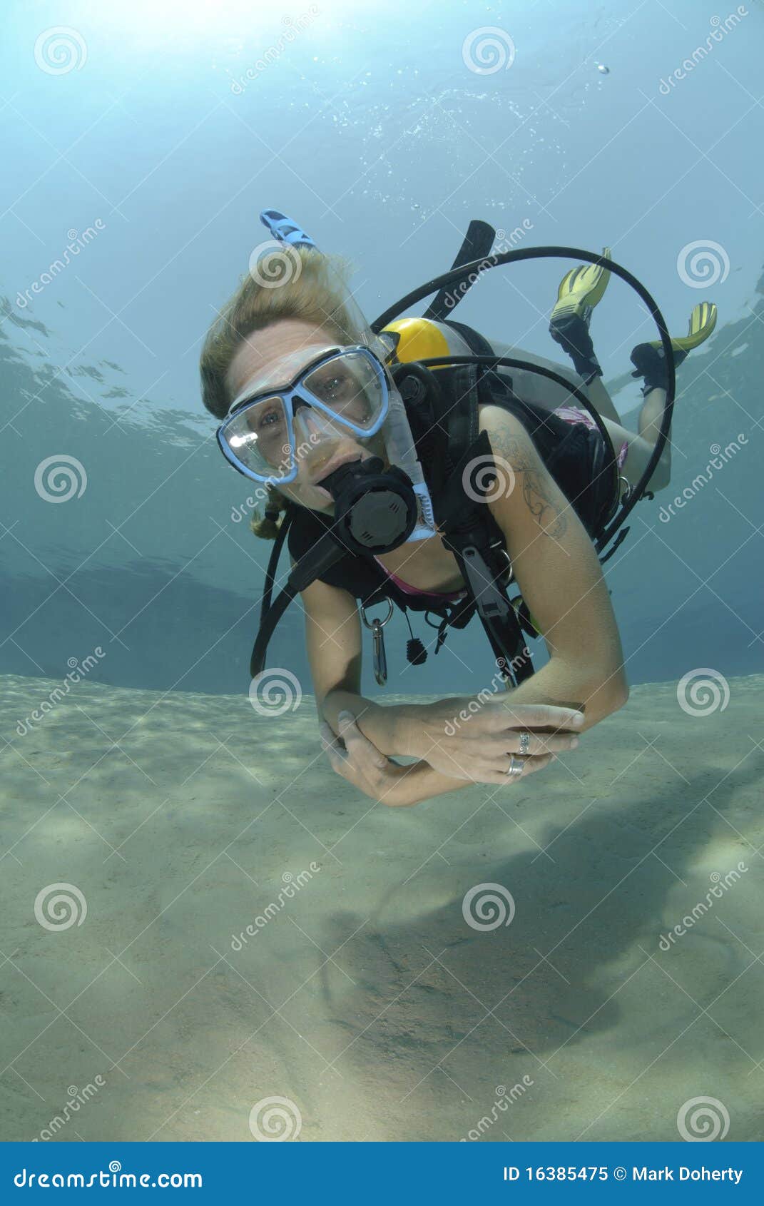 Adult Female Scuba Diver In Bikini Stock Image - Image of mask, fisheye