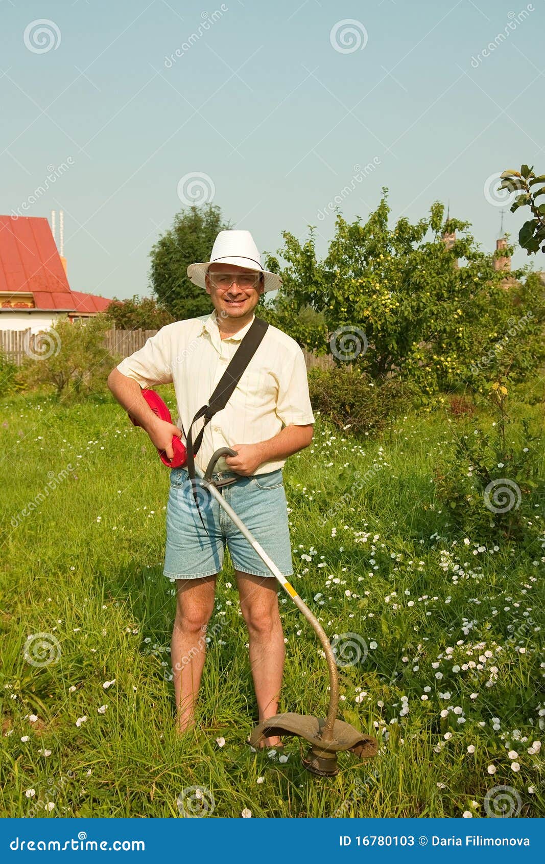 Adult Gardener Working in the Yard Stock Image - Image of grasscutter ...