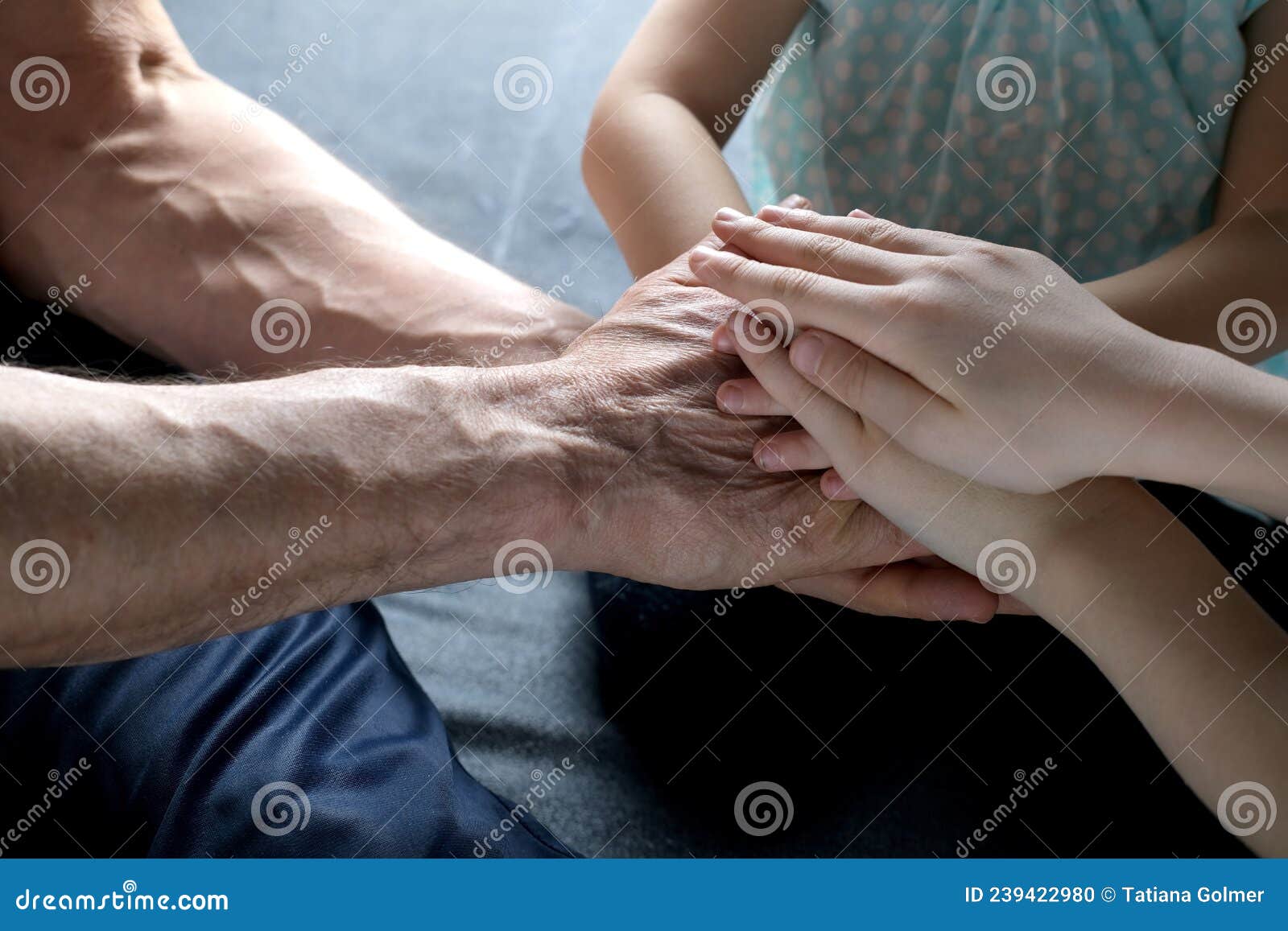 Adult Male Hands Holding Kid Hands, Family Help Care Concept