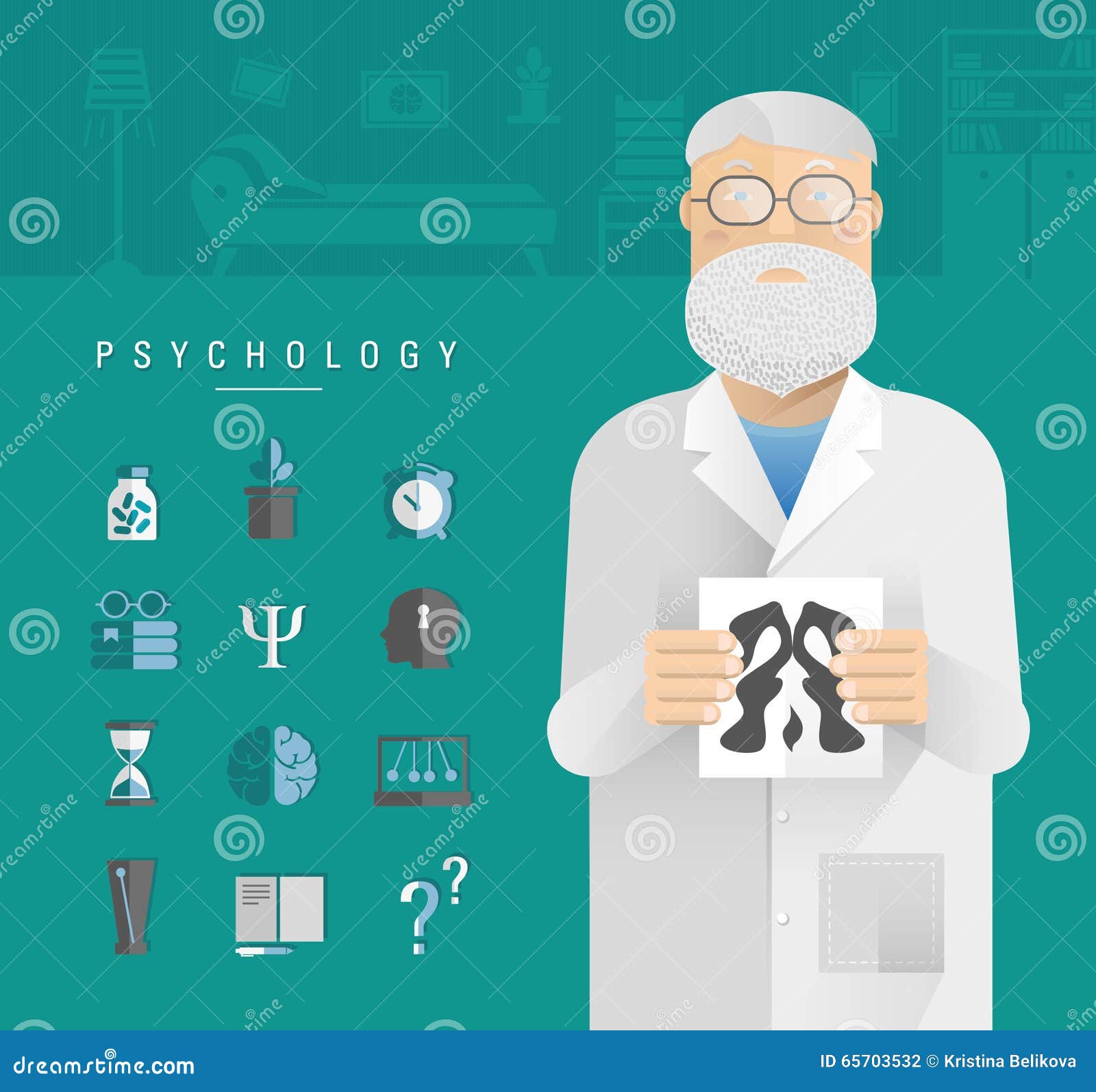 Adult Men in a White Coat Psychologist. Stock Vector Illustration of