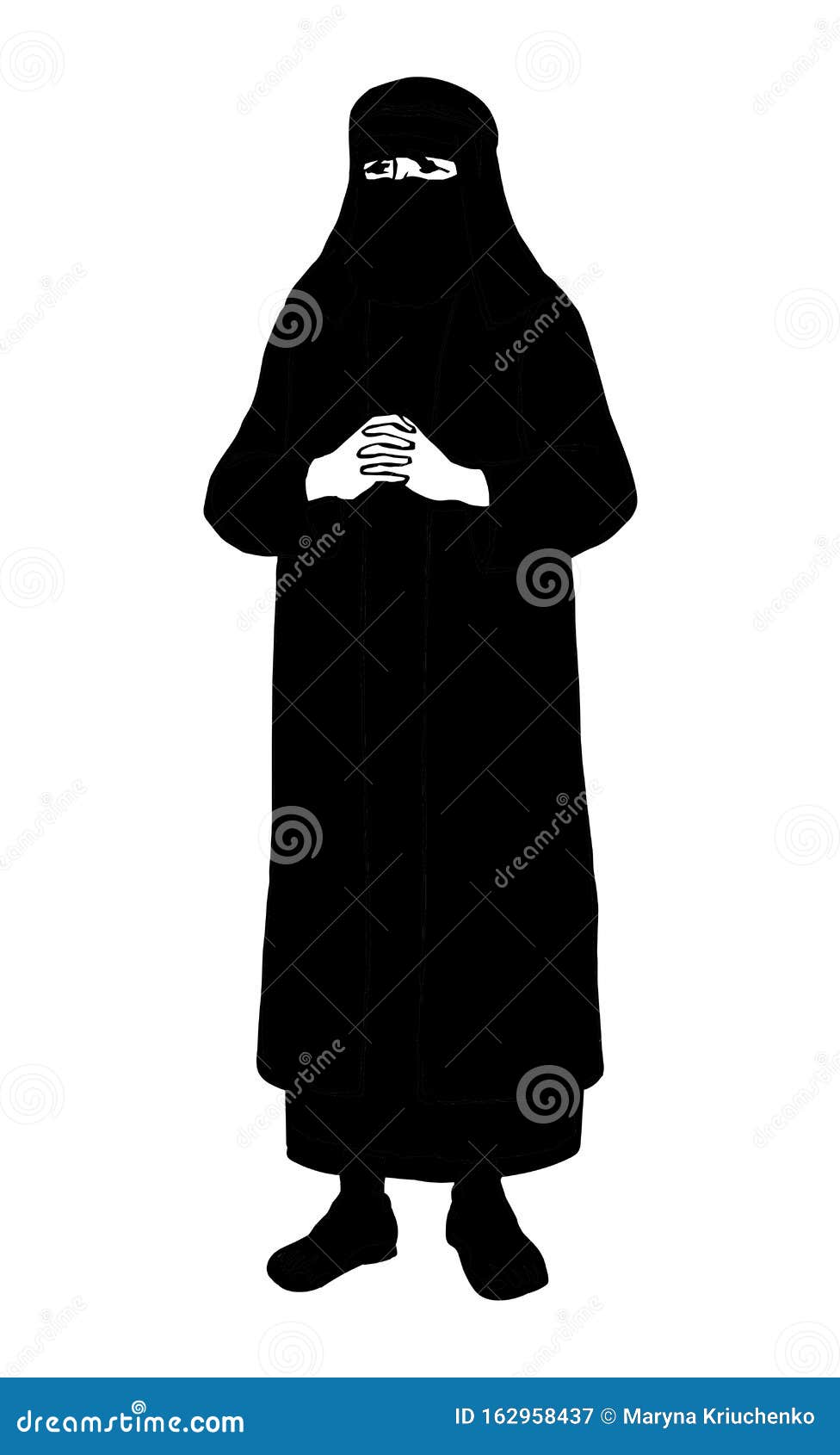 Muslim Woman In Burqa  Vector Drawing Stock Vector 