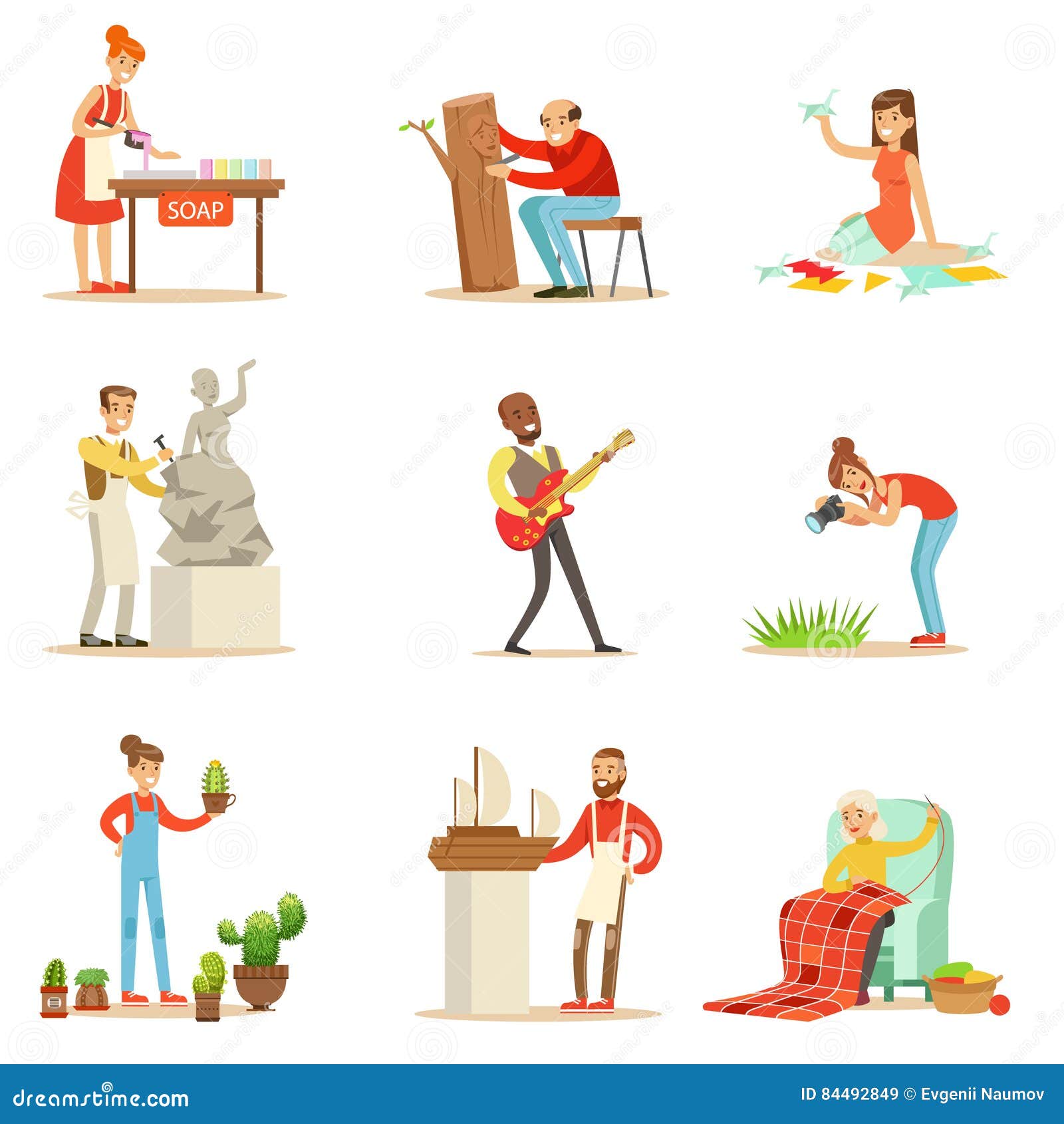 Adult People and Their Creative and Artistic Hobbies Series of Cartoon  Characters Doing Their Favorite Things Stock Vector - Illustration of  cosmetics, artistic: 84492849