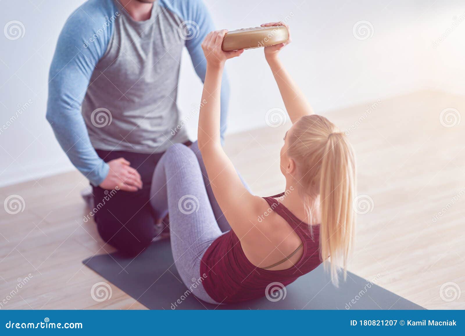 Woman with Her Personal Fitness Trainer Stock Image Image of fitness