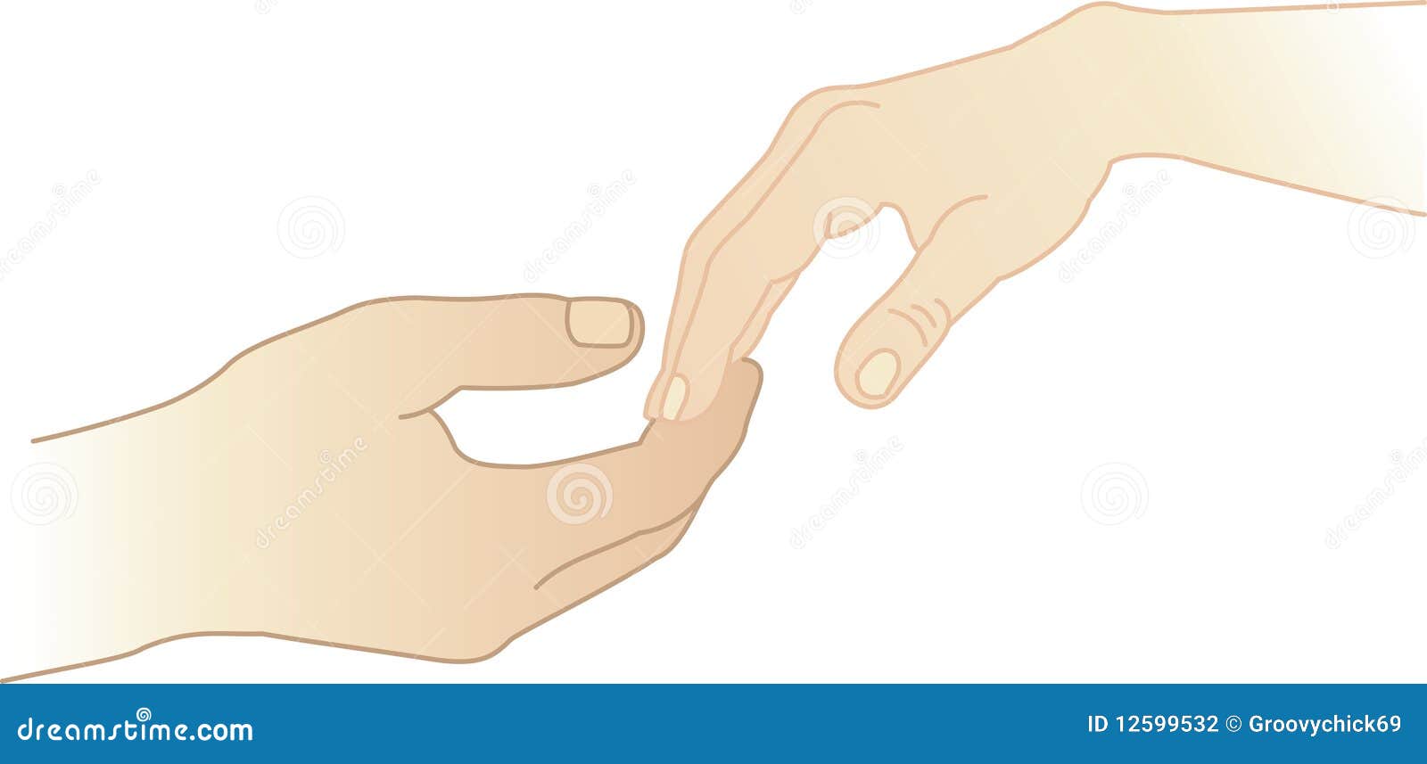 Adults touching hands. Two people reaching out to each other for love and support. This is a vector illustration and can be scaled to any size or edited.
