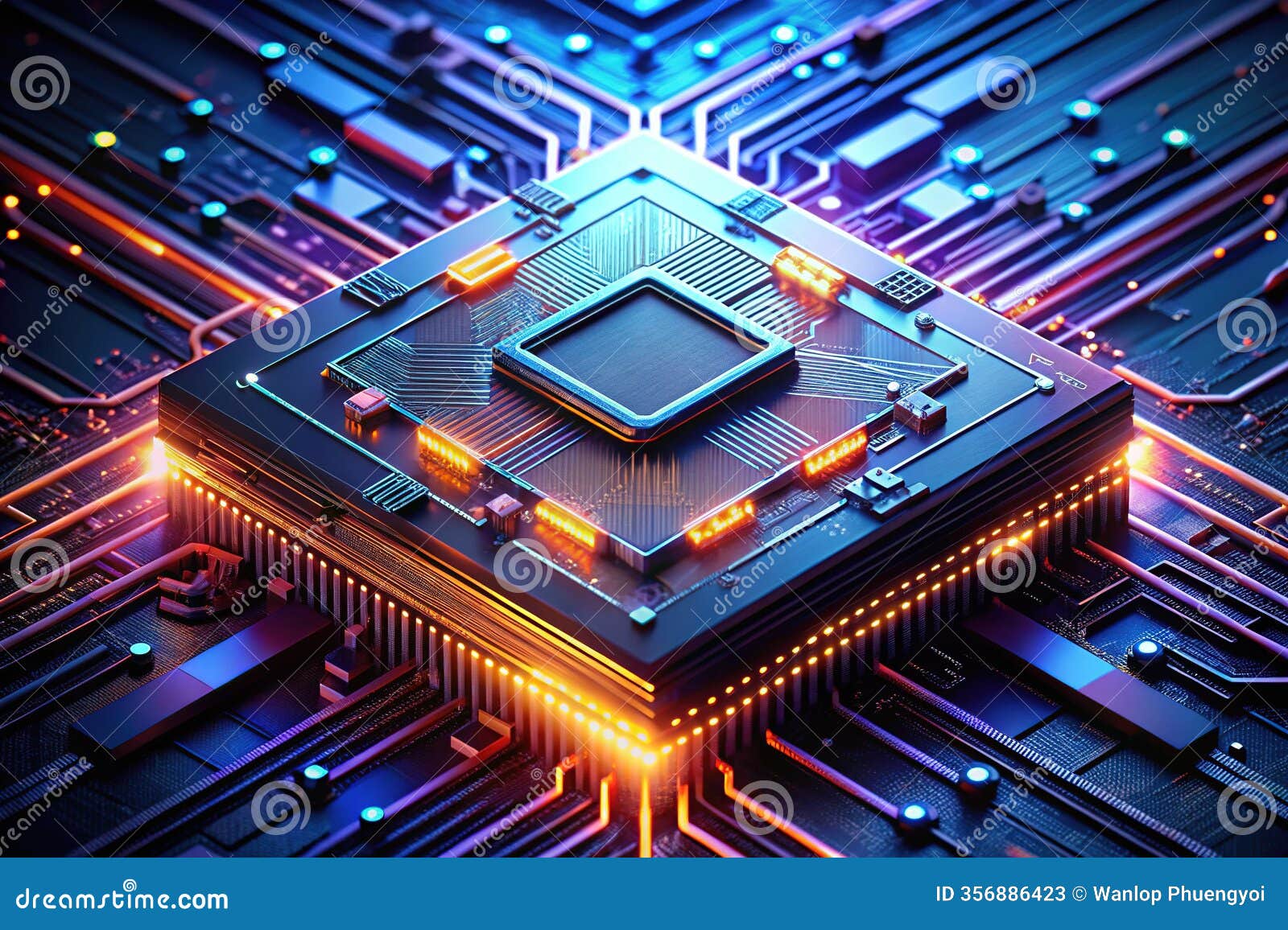 advanced ai npu processor futuristic radial circuit  for intelligent computing systems