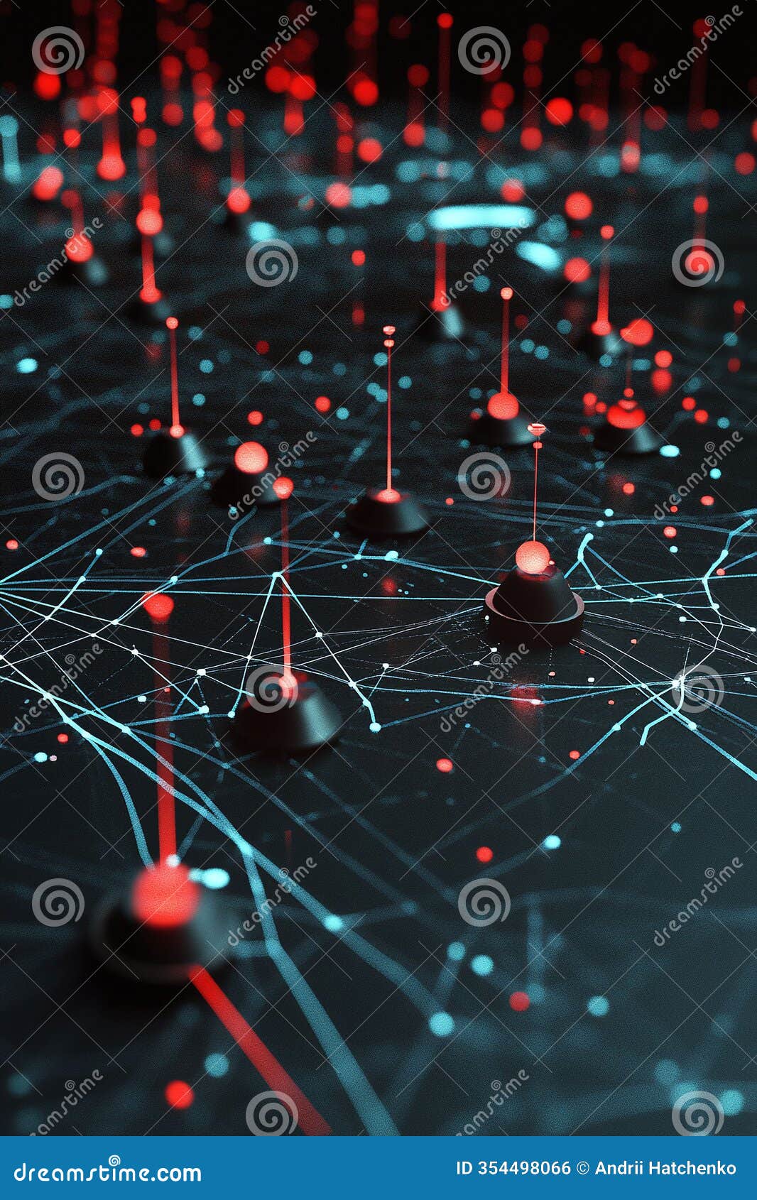 an advanced 3d map with dynamic network paths and clustered geotags.