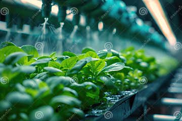 Advanced Vertical Farming with Irrigation System. Stock Illustration