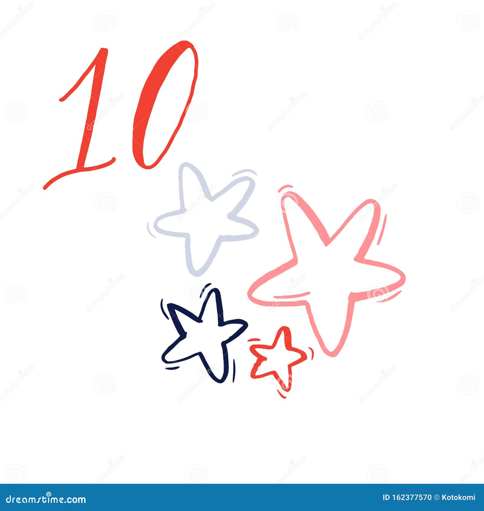 Advent Calendar, Day 10. Cute Hand Drawn Illustration, Large