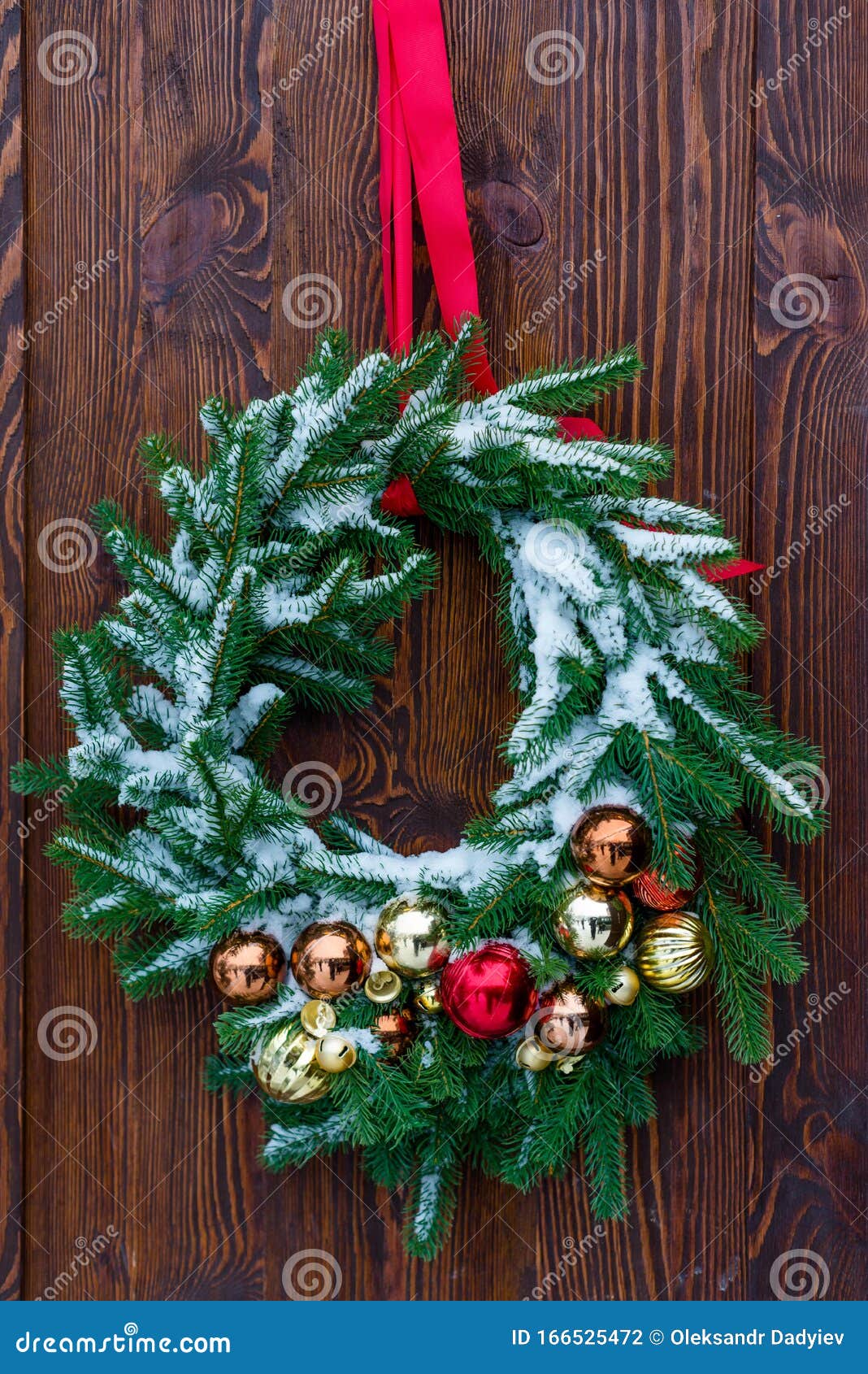 Advent Christmas Wreath on Wooden Door Decoration Stock Photo - Image ...