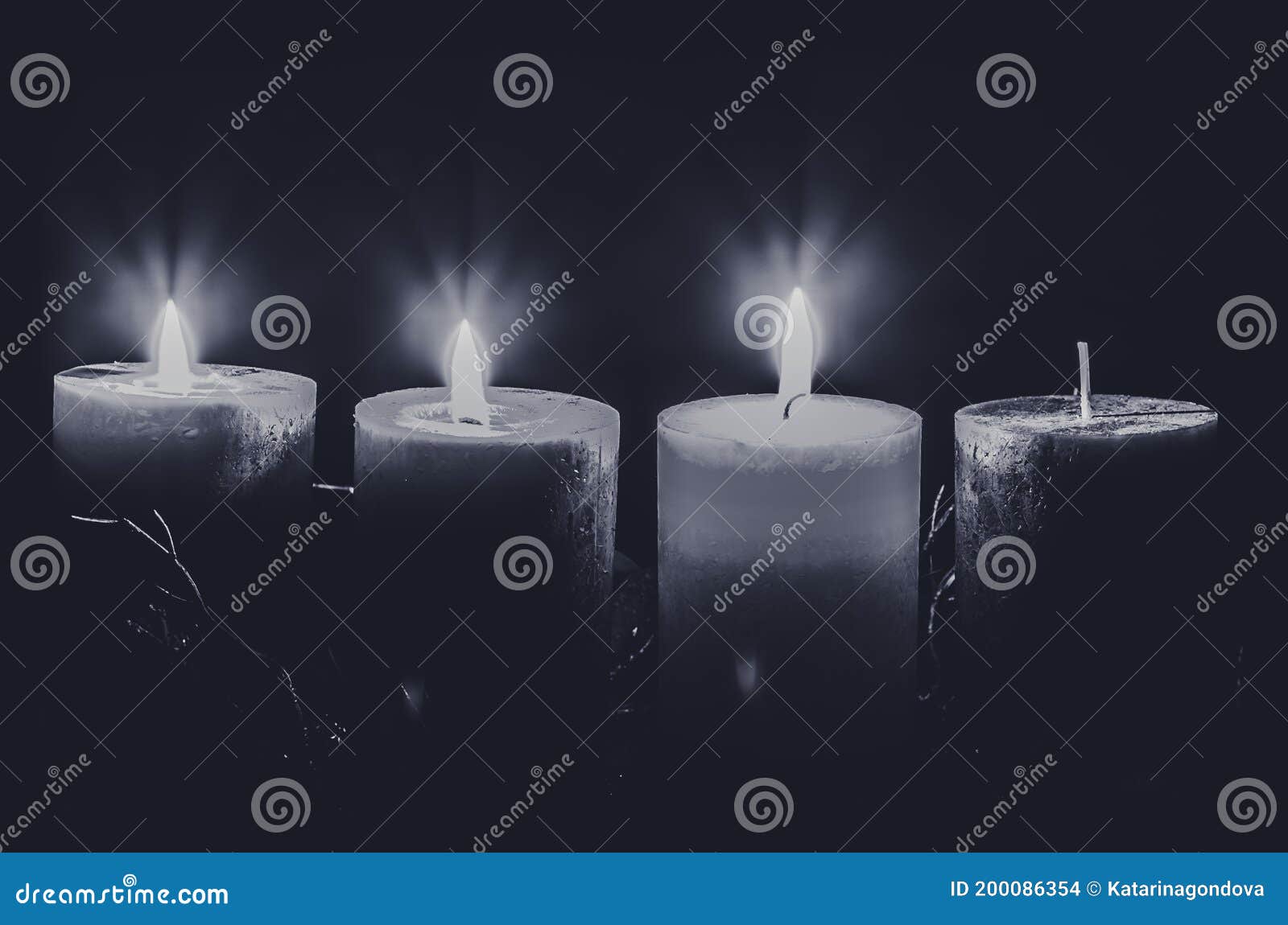 Advent Decoration with Three Burning Candles Stock Photo - Image of ...
