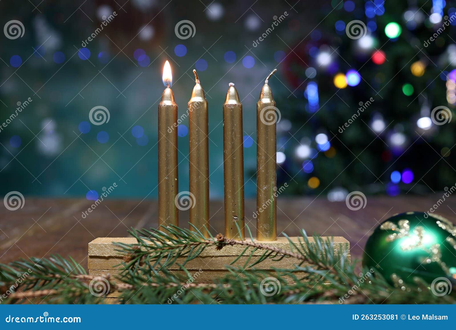 Advent Season, Four Candles Burning. Advent Background Stock Image