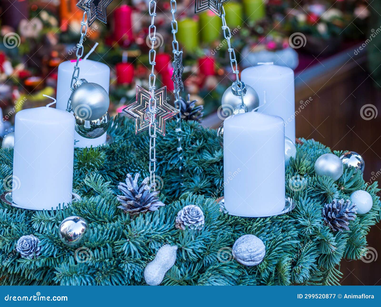 Advent Wreath at the Christmas Market Stock Image Image of candle