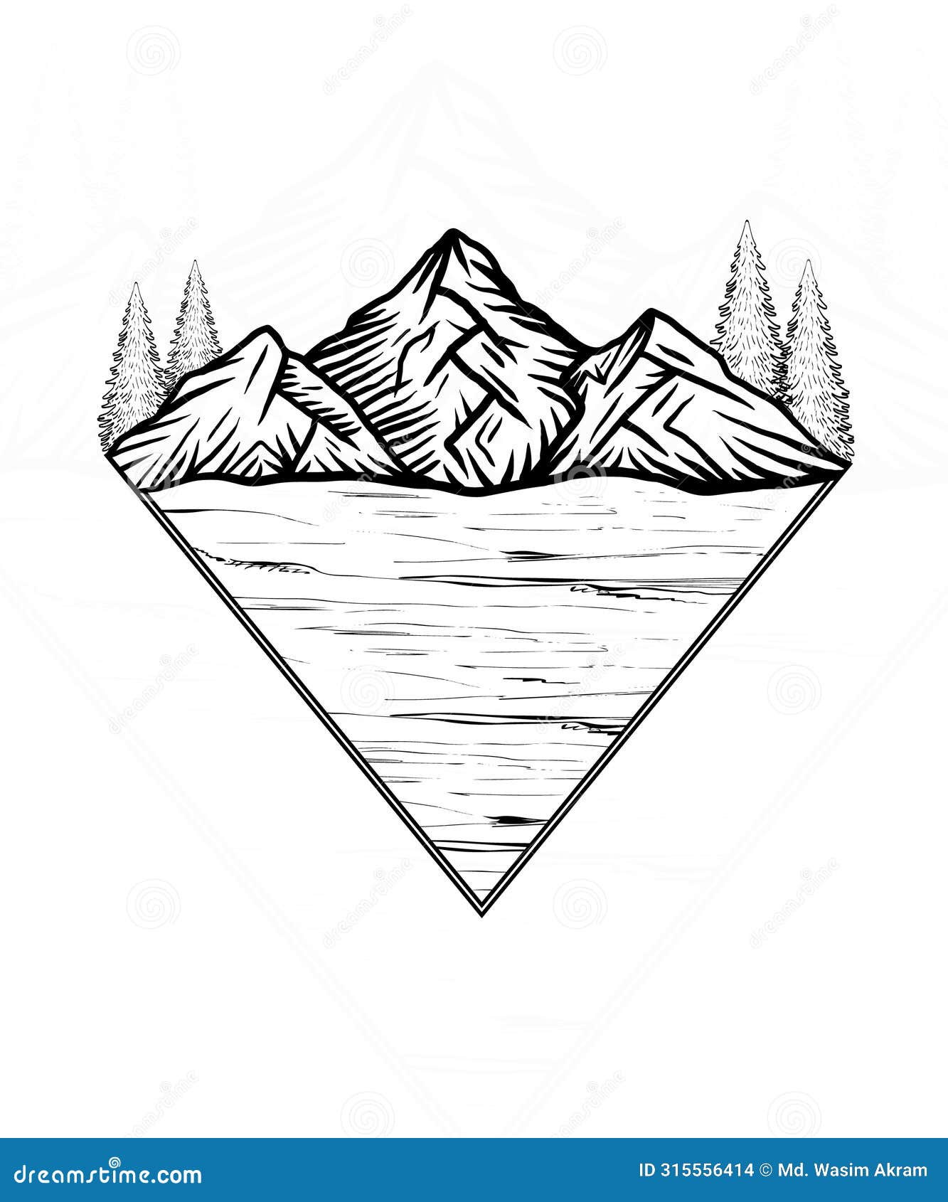 Adventure is Calling Line Art Mountain Lake T Shirt Design Stock Vector ...