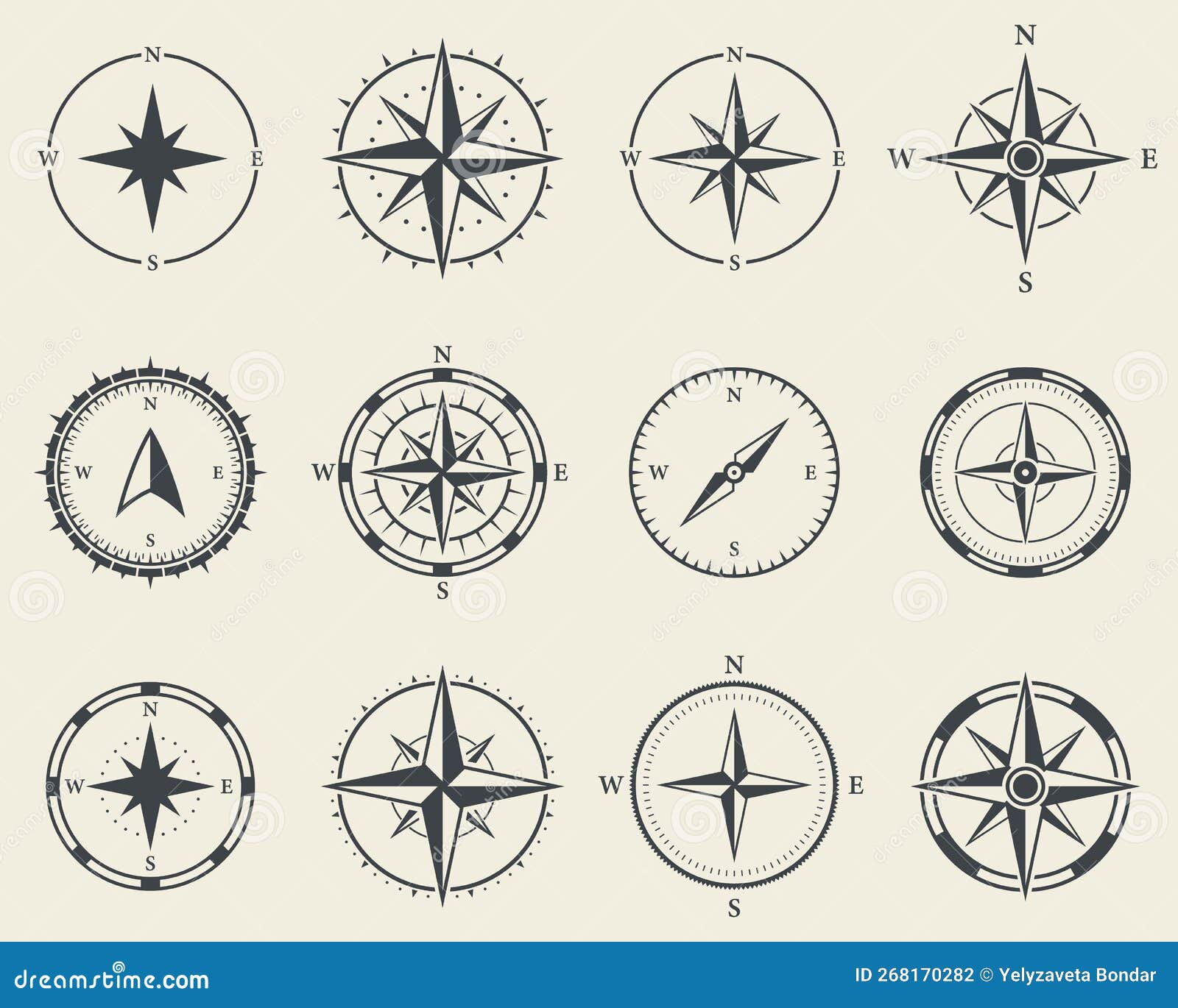 Compass icon wind map north west Royalty Free Vector Image