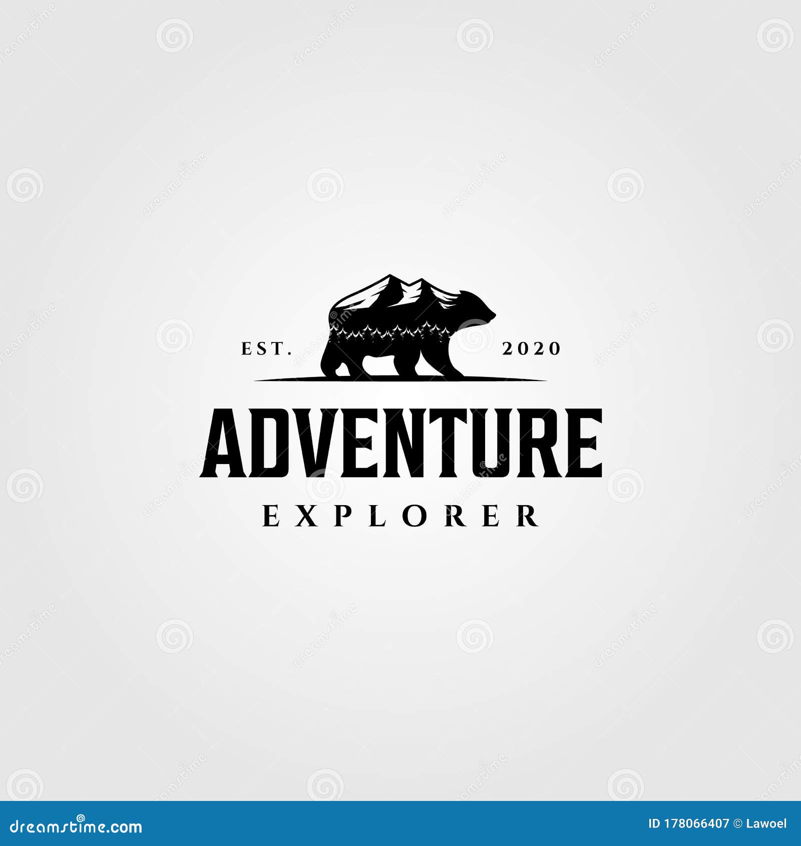 Adventure Explorer Mountain Bear Walk Logo Vector Stock Vector
