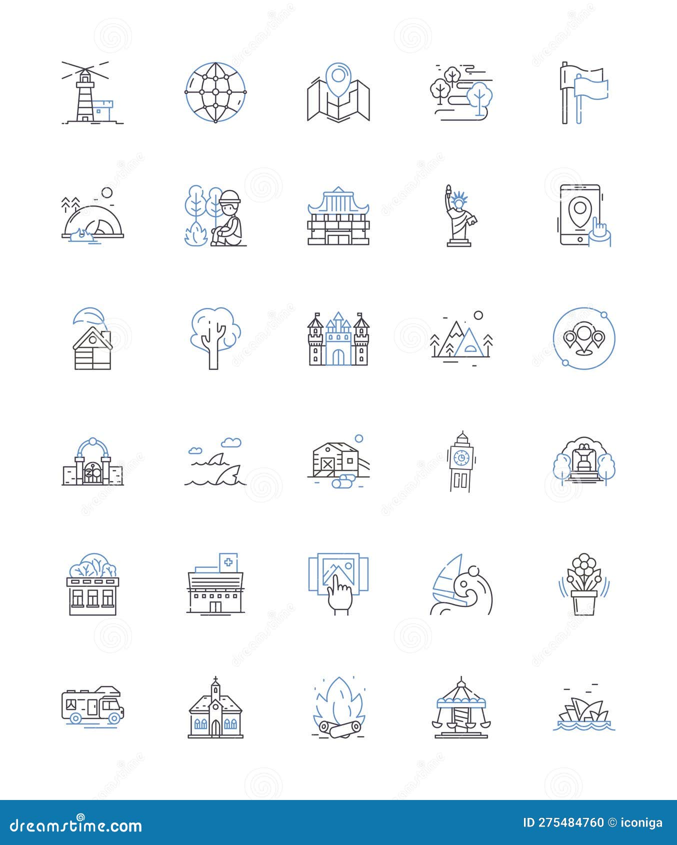 adventure organizer line icons collection. expedition, trek, journey, excursion, quest, safari, thrill  and linear