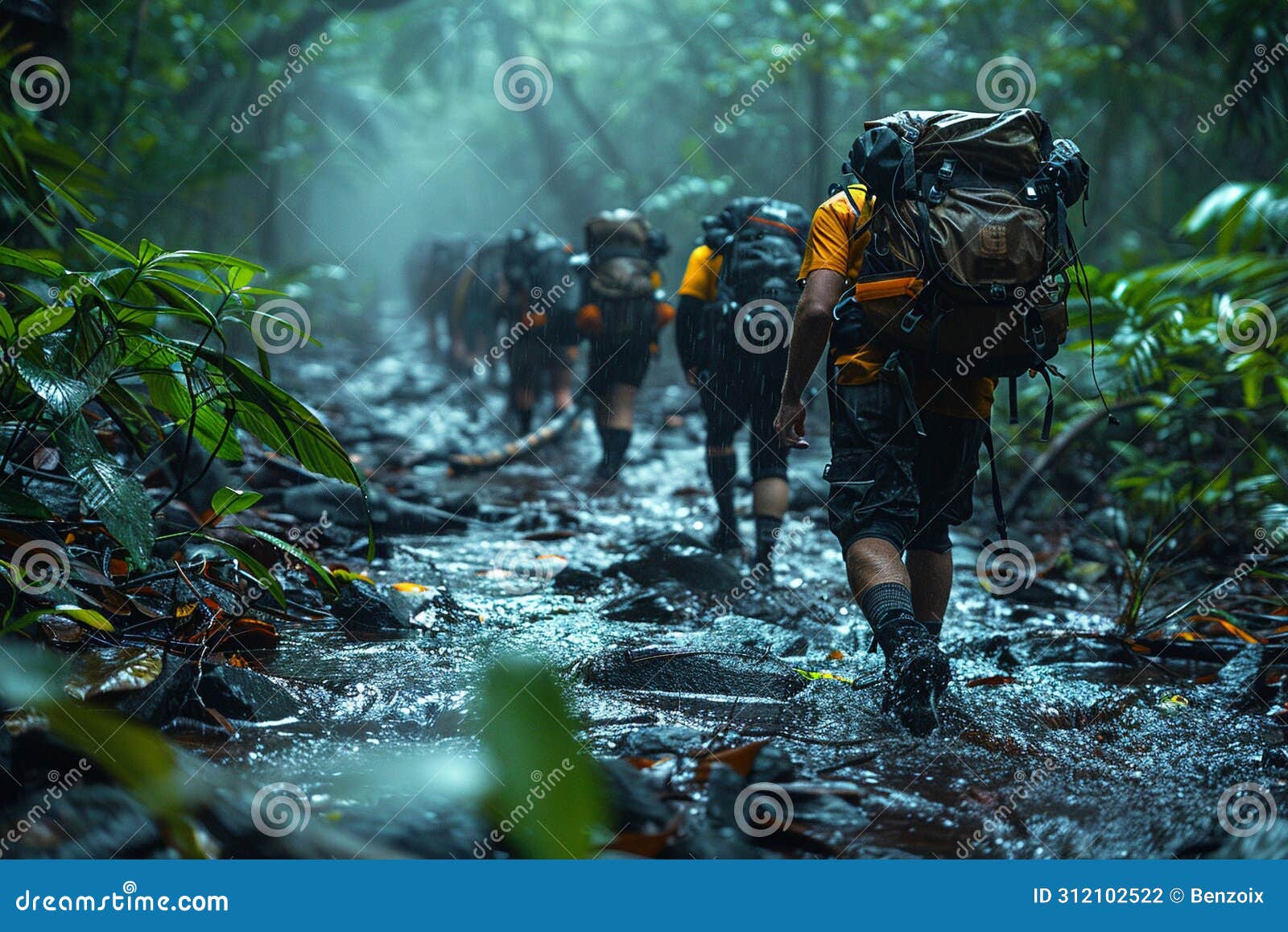 Adventure Racing Team Navigating Rough Terrain Stock Photo - Image of 