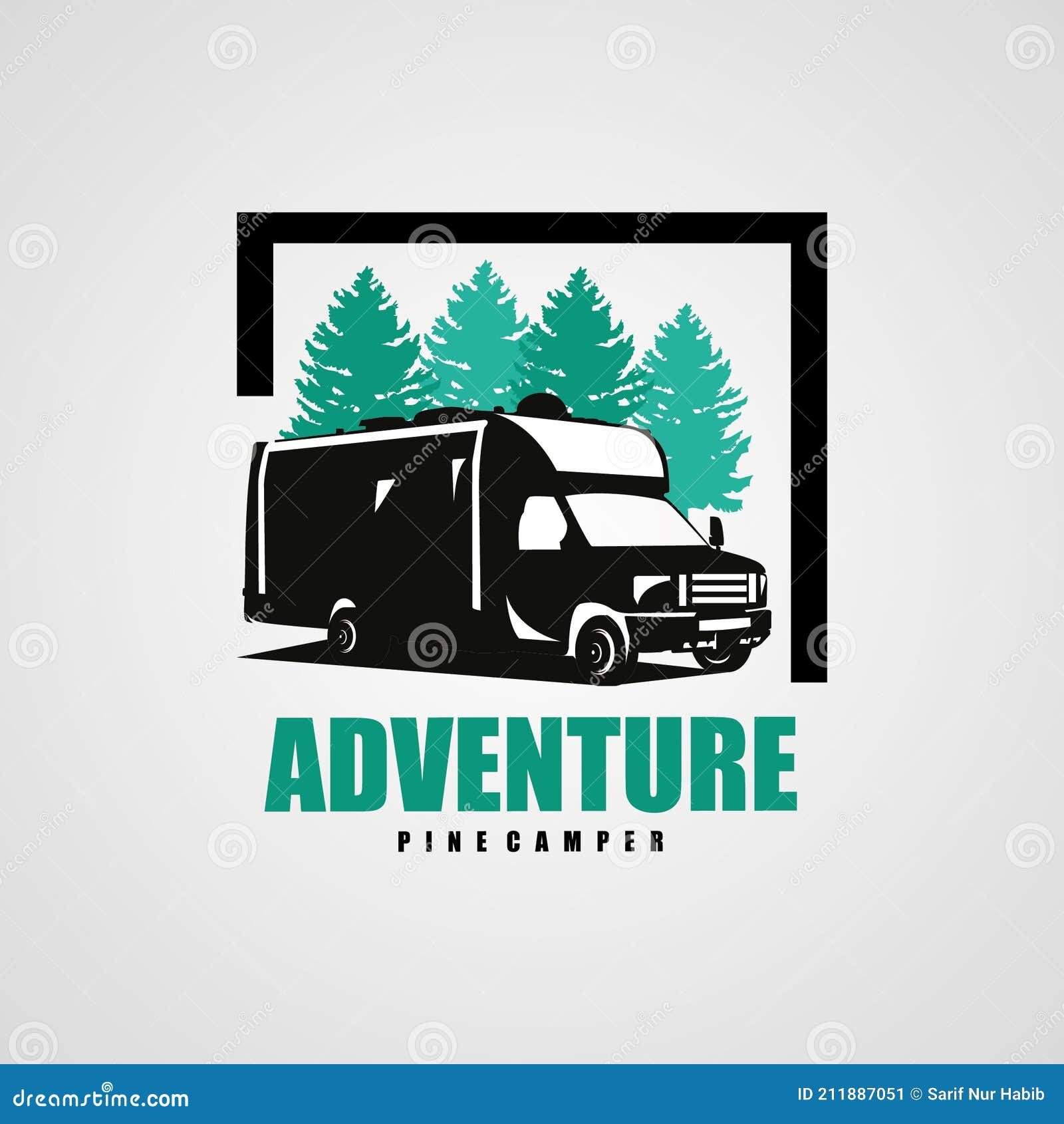 Adventure RV Camper Car Logo Designs Template Stock Vector