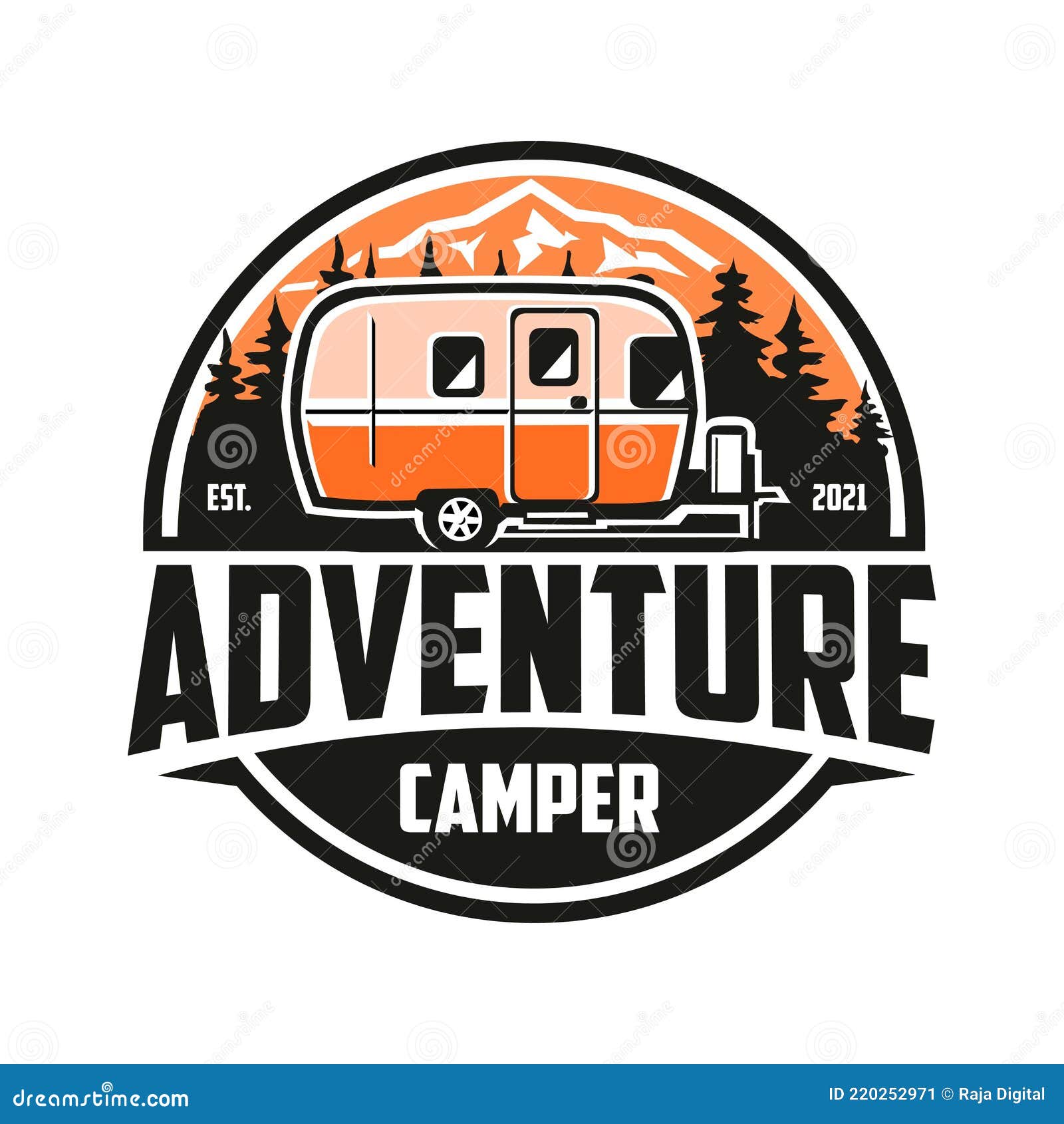 adventure rv trailer camper logo   eps
