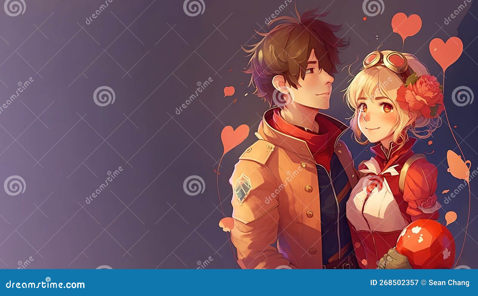 Cute Couple Illustration Valentine Event Anime Stock Illustration