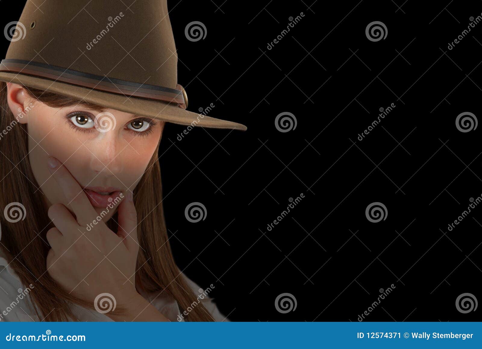 Adventurous Woman with Fedora Stock Image Image of hair, fashion