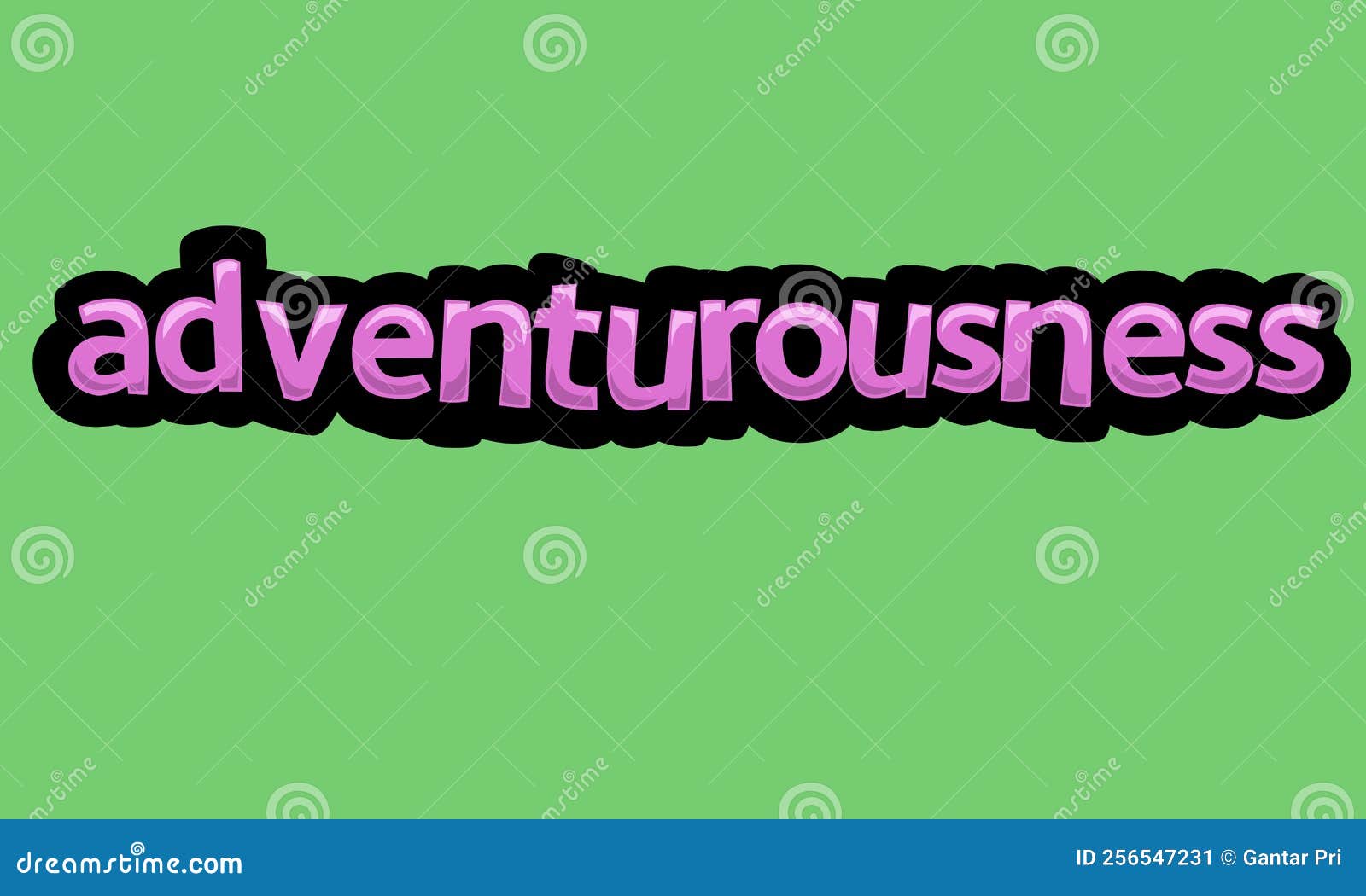 ADVENTUROUSNESS Writing Vector Design on a Green Background Stock