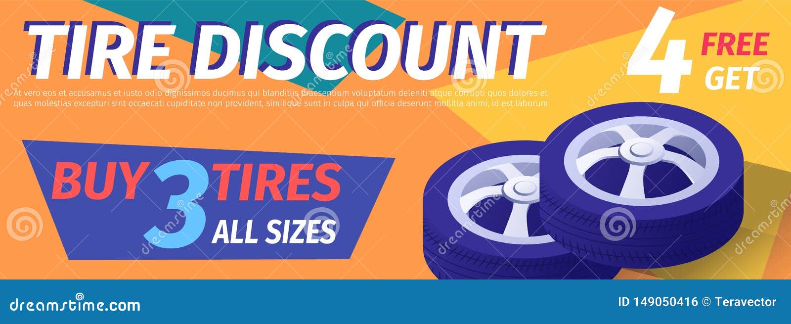 Advertisement Offers Car Tire Discount in Stock Vector