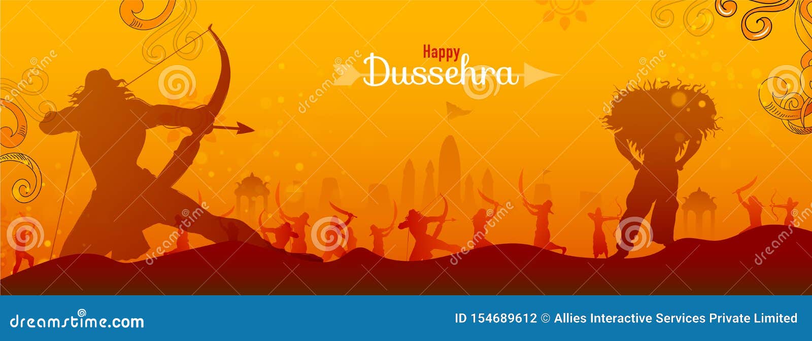 Advertising Happy Dussehra Festival Banner or Header Design. Stock  Illustration - Illustration of banner, creative: 154689612