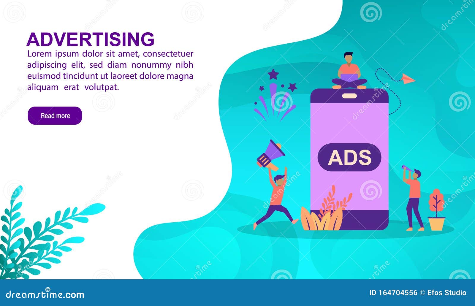 Advertising Illustration Concept with Character. Template for, Banner ...