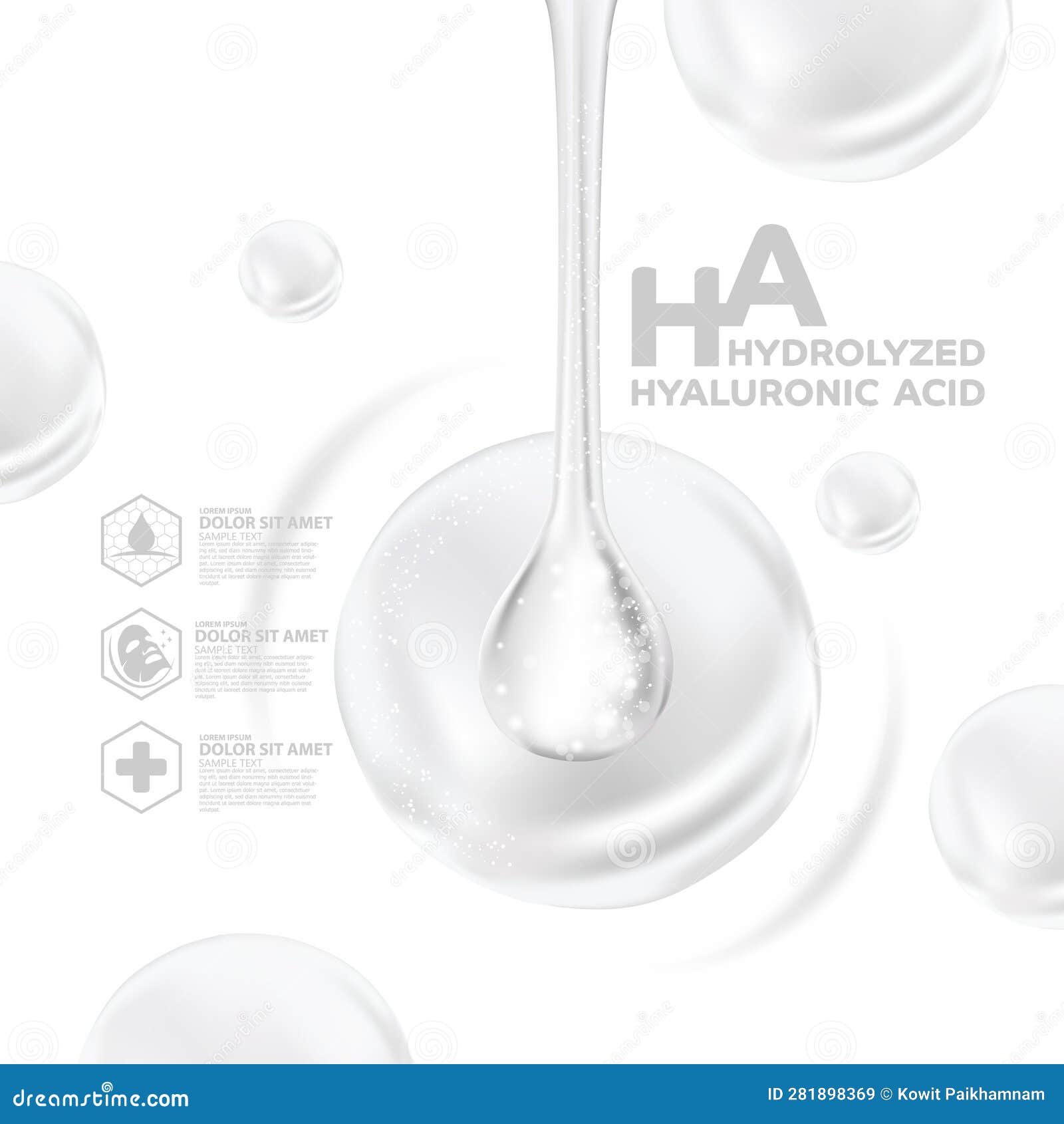 hydrolyzed hyaluronic acid serum skin care cosmetic