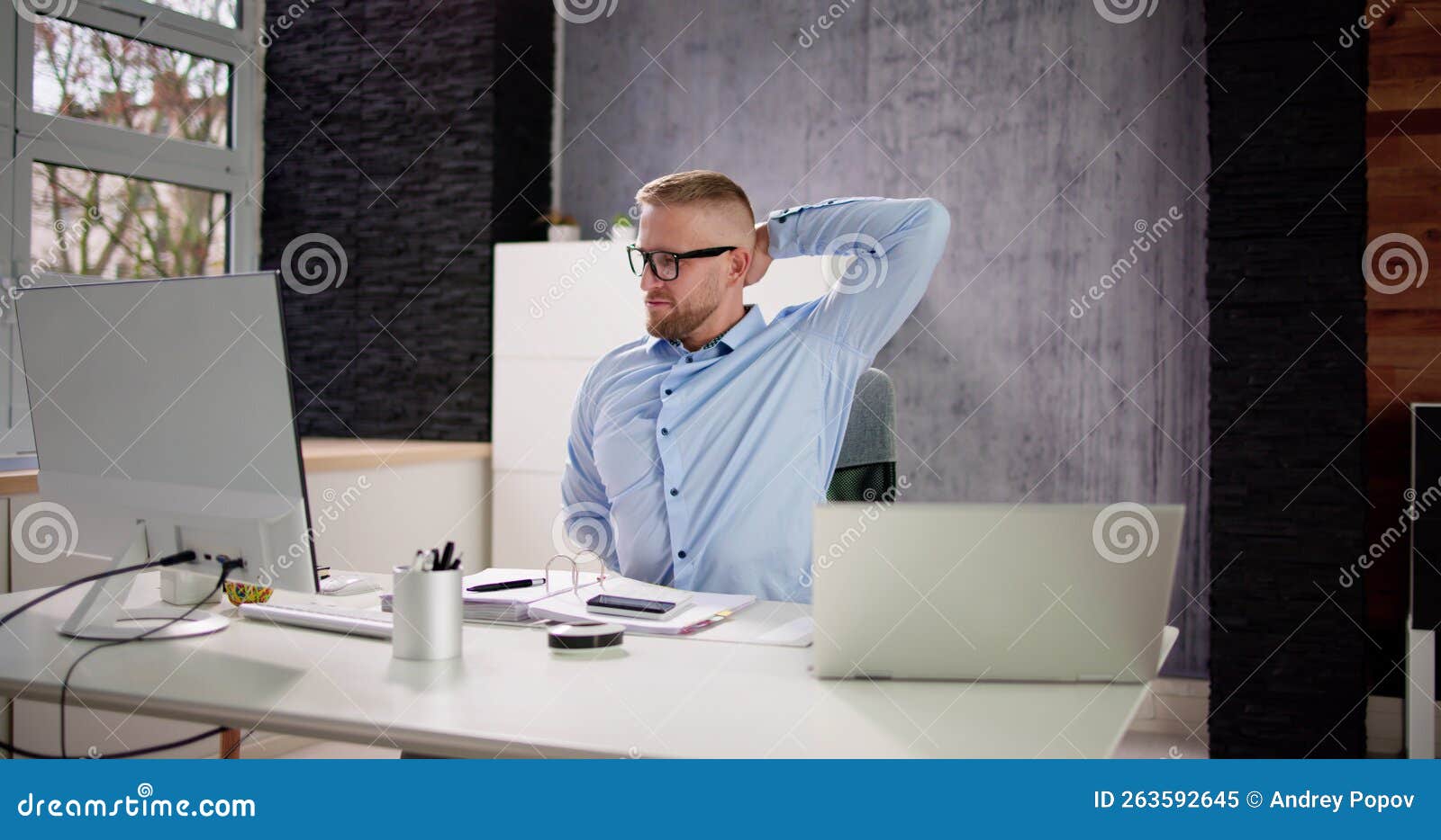 Advisor Man Relaxing in Office Chair Stock Image Image of worker