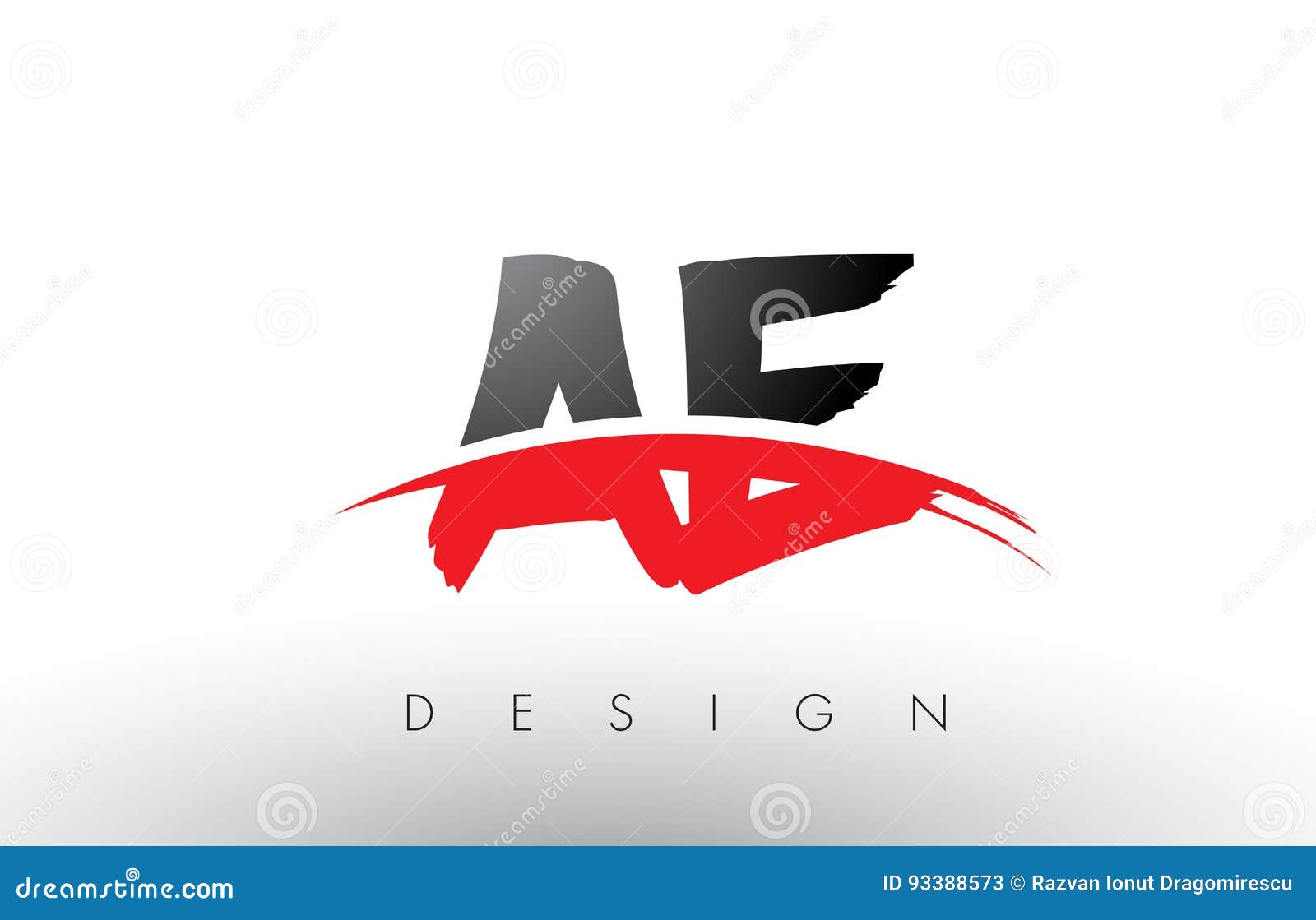 ae a d brush logo letters with red and black swoosh brush front