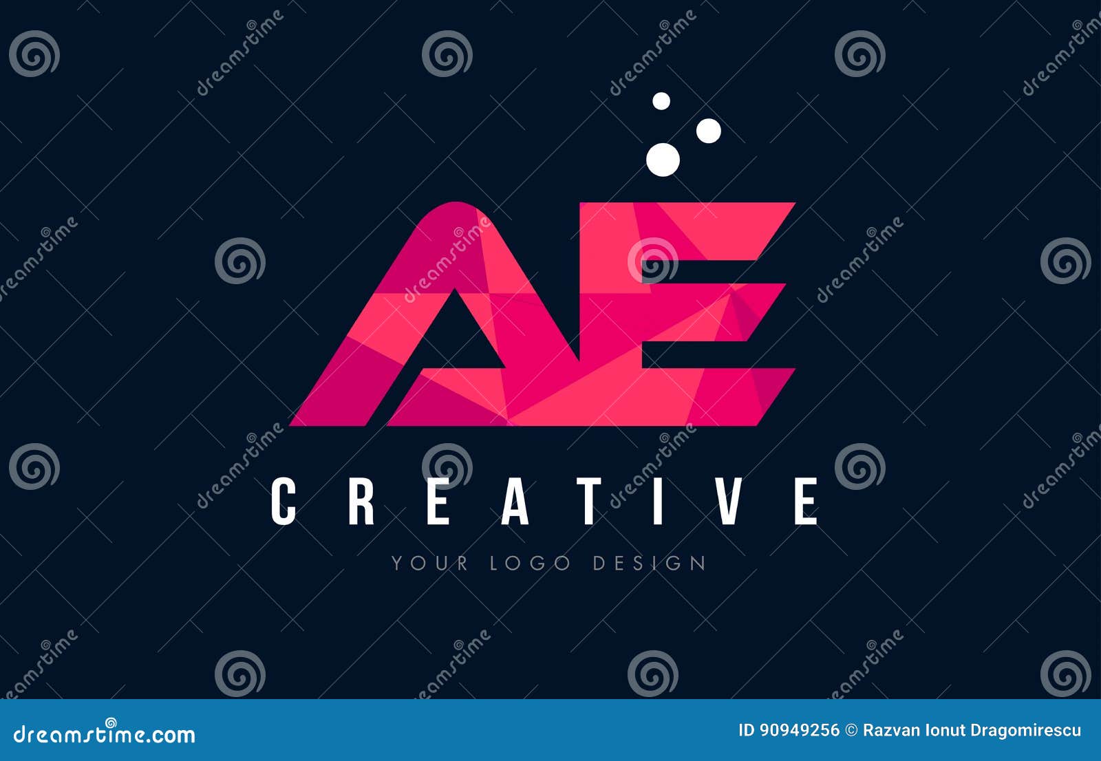 ae a d letter logo with purple low poly pink triangles concept