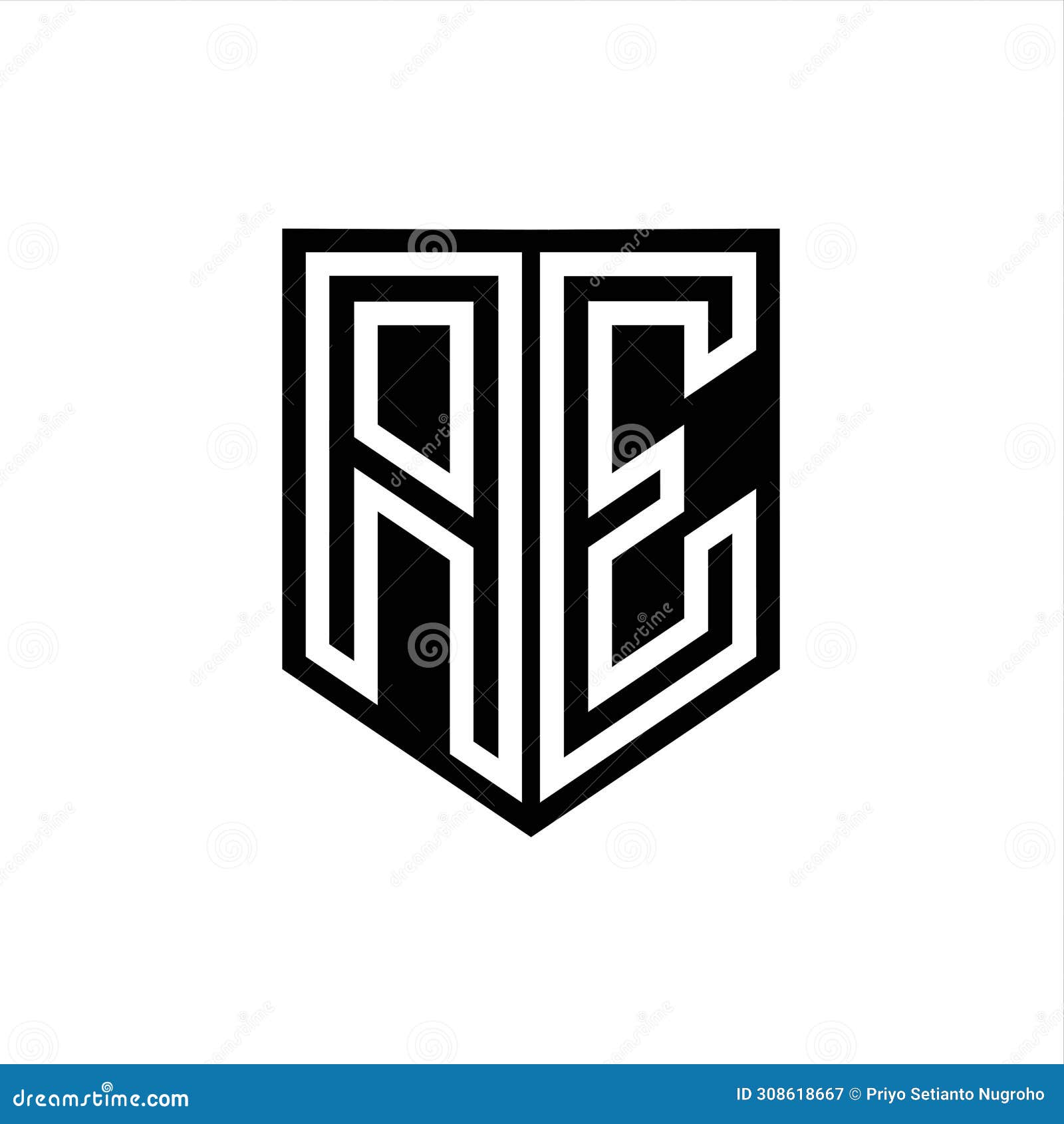 ae logo monogram shield geometric white line inside black shield color 